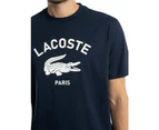 Lacoste Men's Signature Print Cotton T-Shirt - Blue