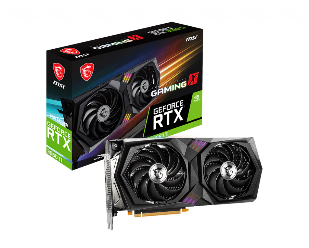 MSI nVidia Geforce RTX 3060 Ti GAMING X 8GB LHR Video Card, 1770 MHz Boost Clock, GDDR6, PCI-E 4.0, 3x DisplayPort 1.4, 1x HDMI 2.1