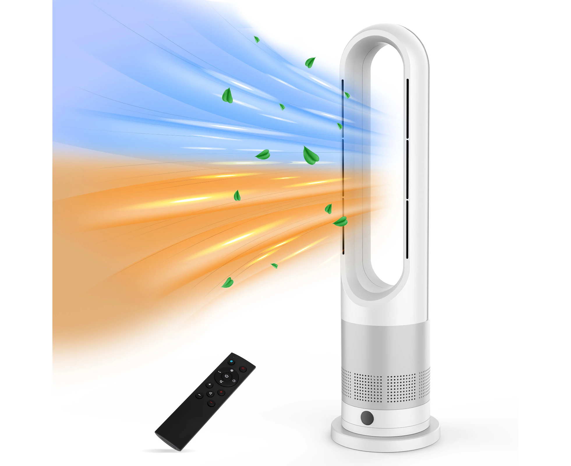 Advwin Bladeless Tower Fan, 2 in 1 Electric Fan Heater with 8 Speeds, Portable Oscillation Fan for Room Bedroom Office Use