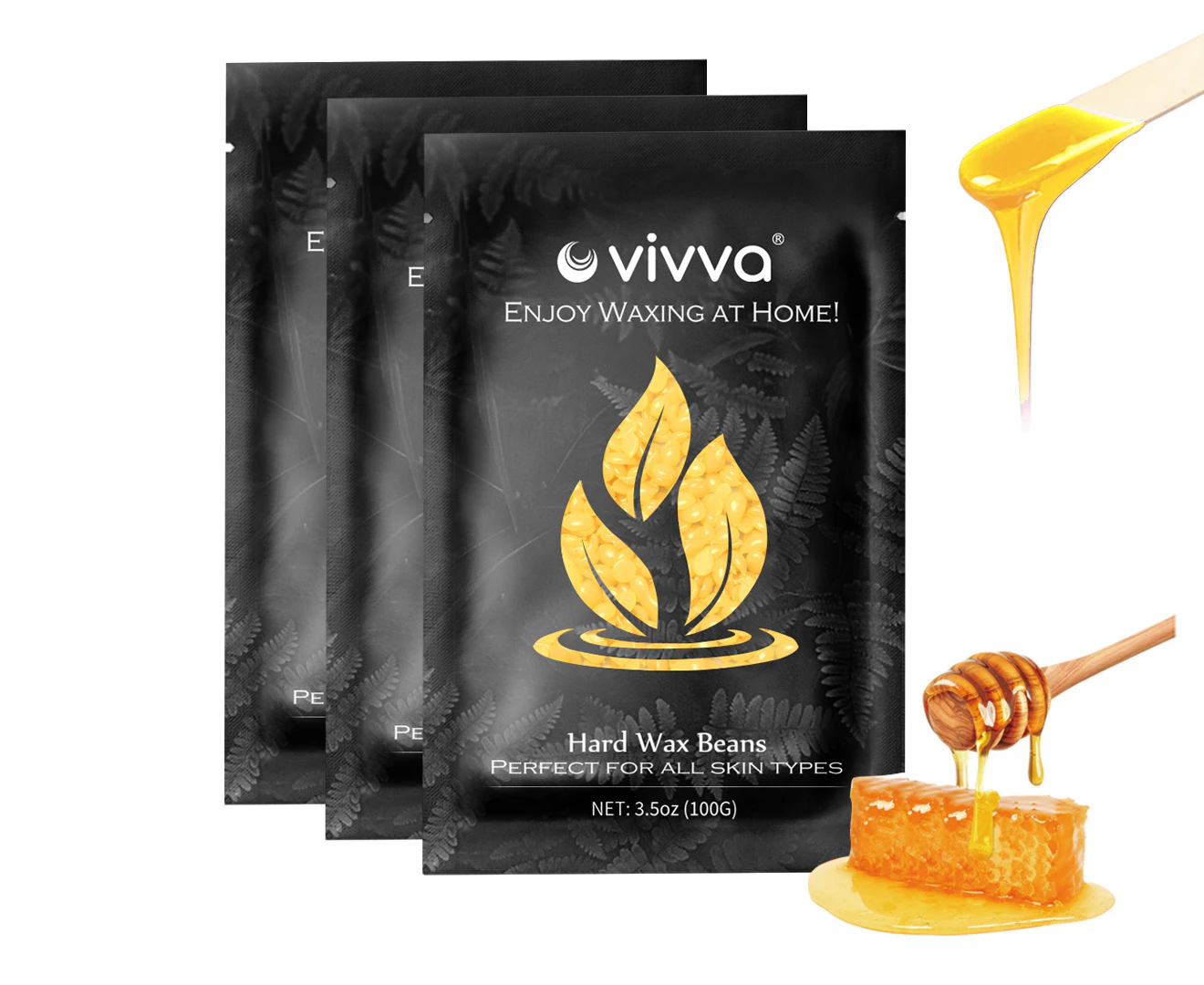 Vivva 300g Honey Hard Wax Beans for Hair Removel Body Waxing