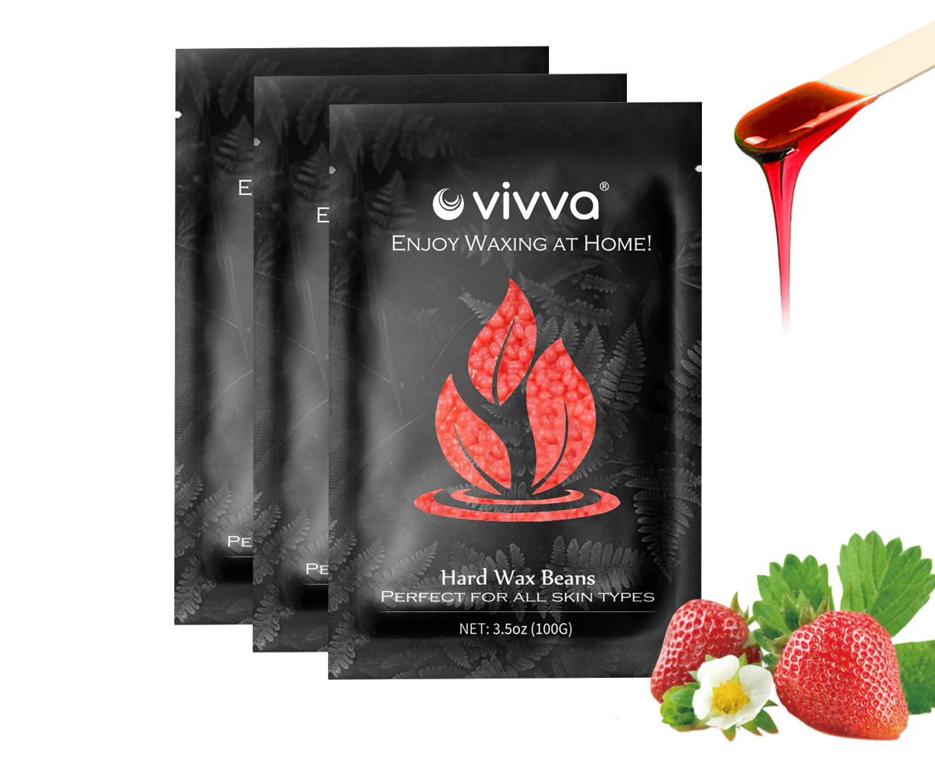 Vivva 300g Strawberry Hard Wax Beans for Hair Removel Waxing