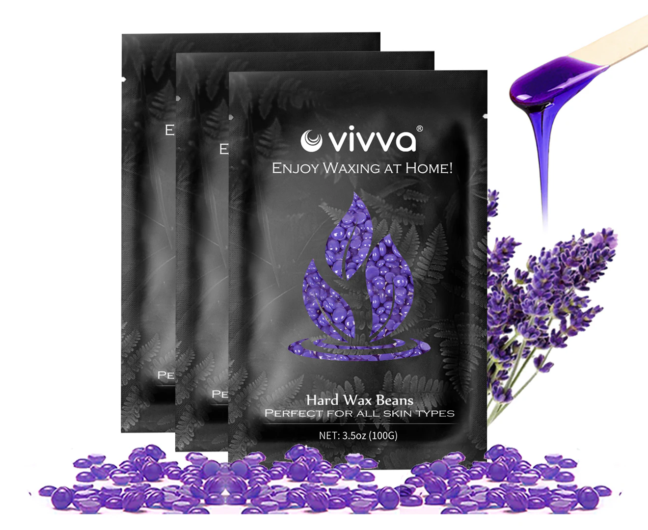 Vivva 300g Lavender Hard Wax Beans for Hair Removel Waxing