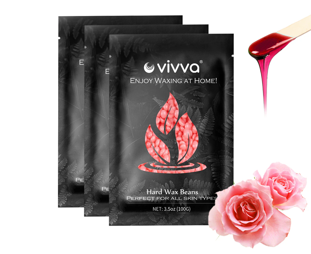 Vivva 300g Rose Hard Wax Beans for Hair Removel, Body Waxing