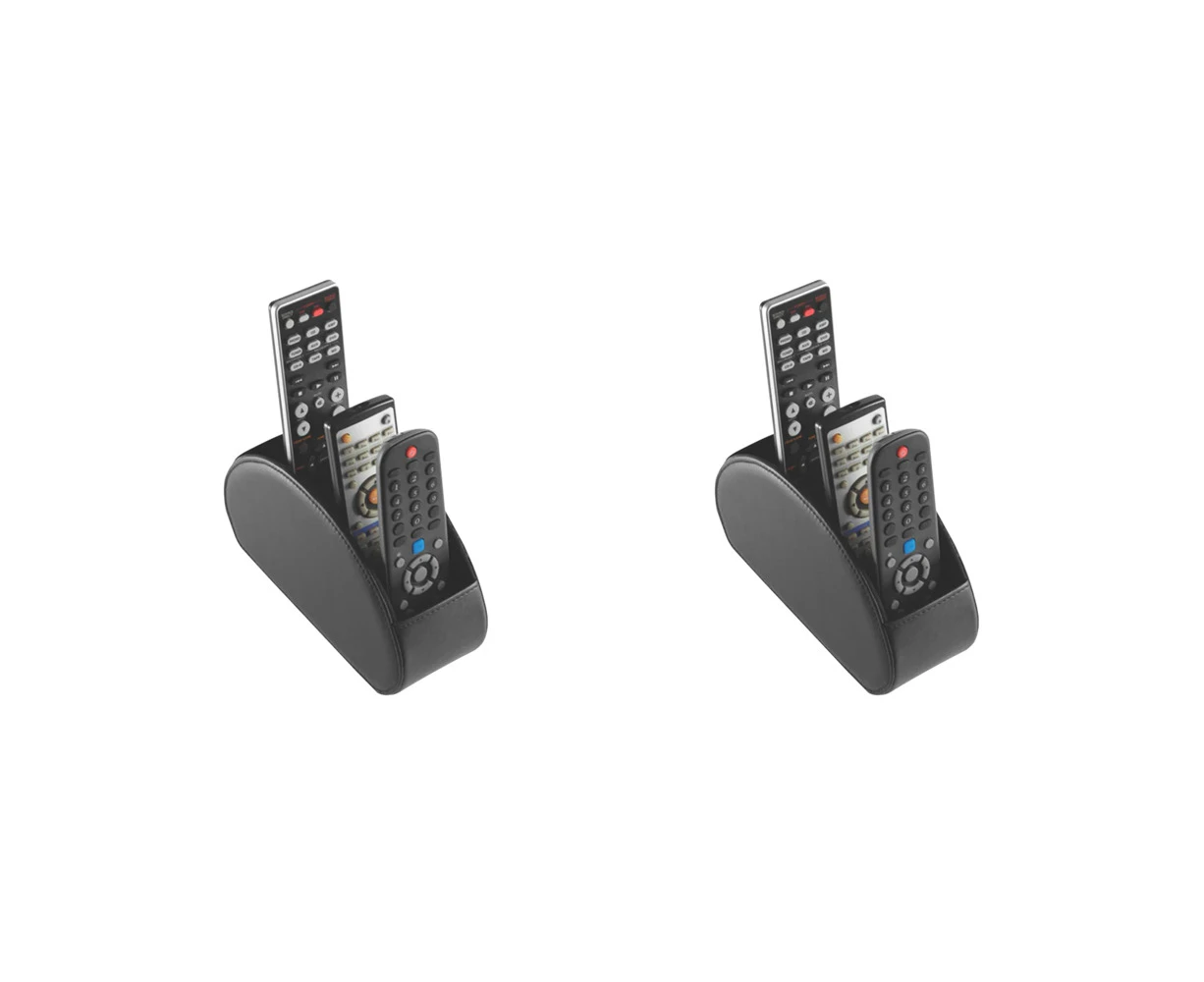 2x Ezymount Leather Remote Control/Pen Holder/Rack Tabletop Organiser Black