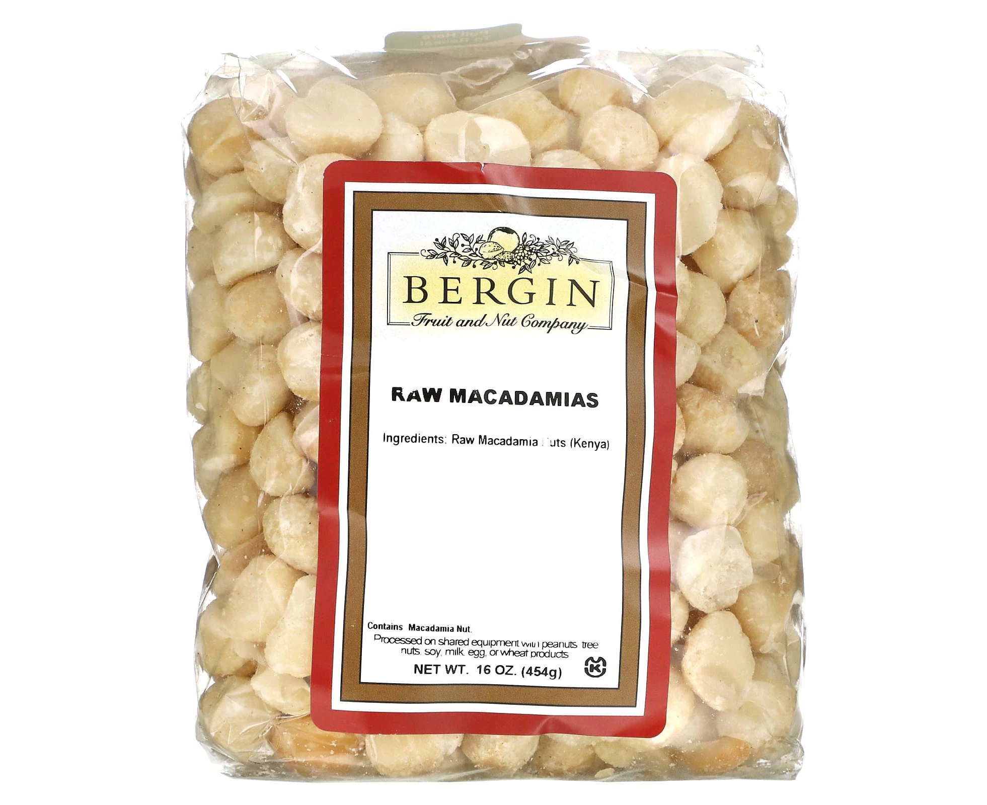 Bergin Fruit and Nut Company, Raw Macadamias, 16 oz (454 g)