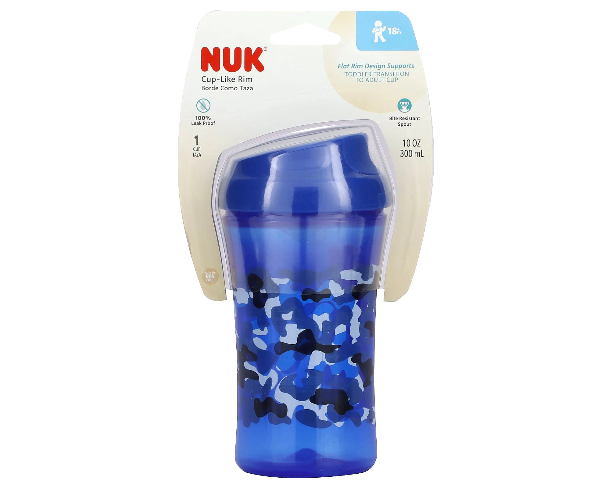 NUK, Cup-Like Rim, 18+ Months, Blue, 10 oz (300 ml)