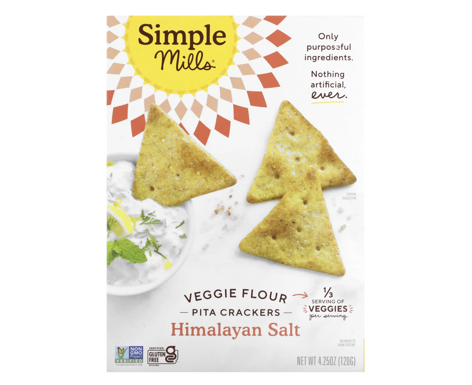 Simple Mills, Veggie Flour Pita Crackers, Himalayan Salt, 4.25 oz (120 g)