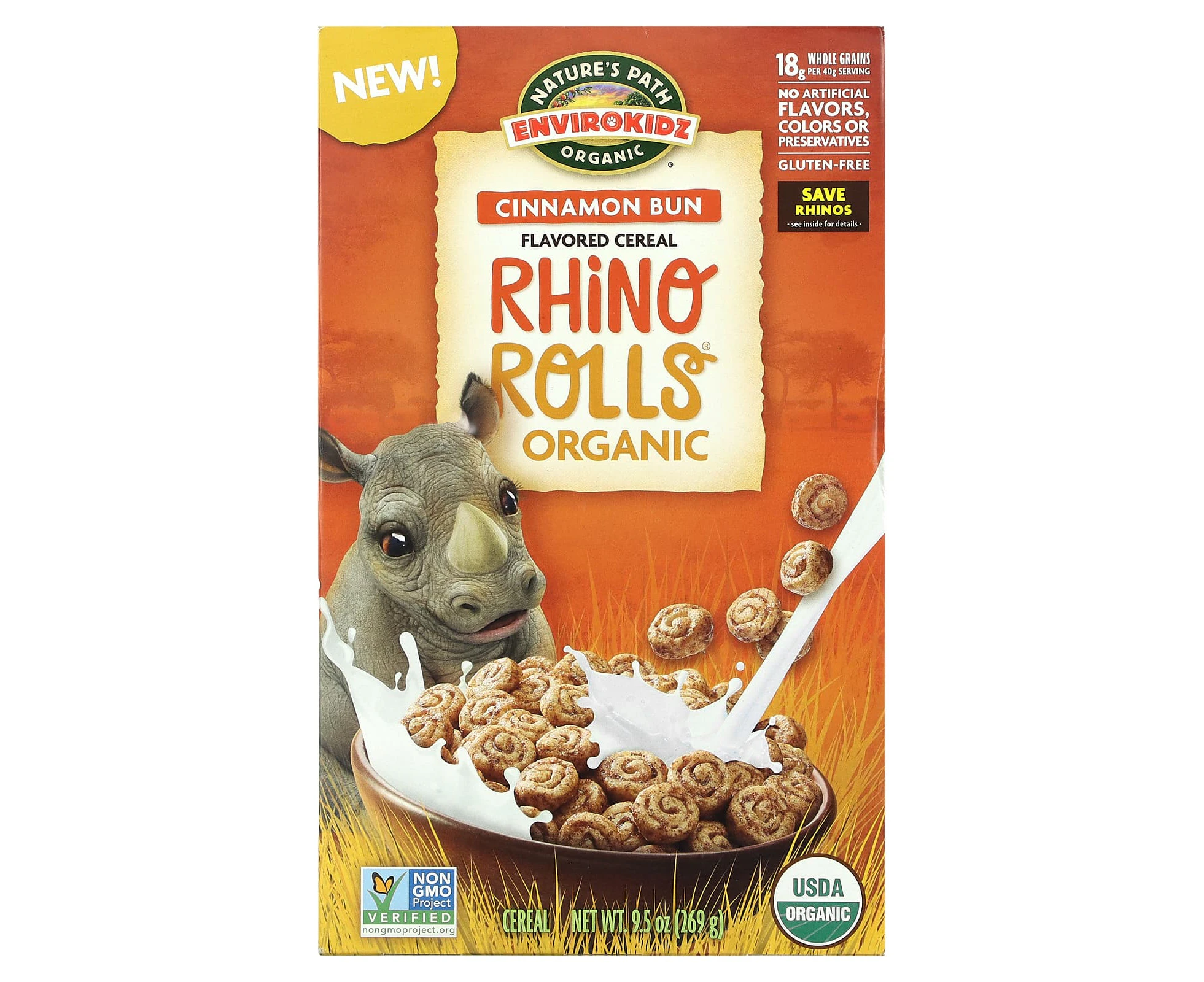 Nature's Path, EnviroKidz, Organic Flavored Cereal, Rhino Rolls, 9.5 oz (269 g)