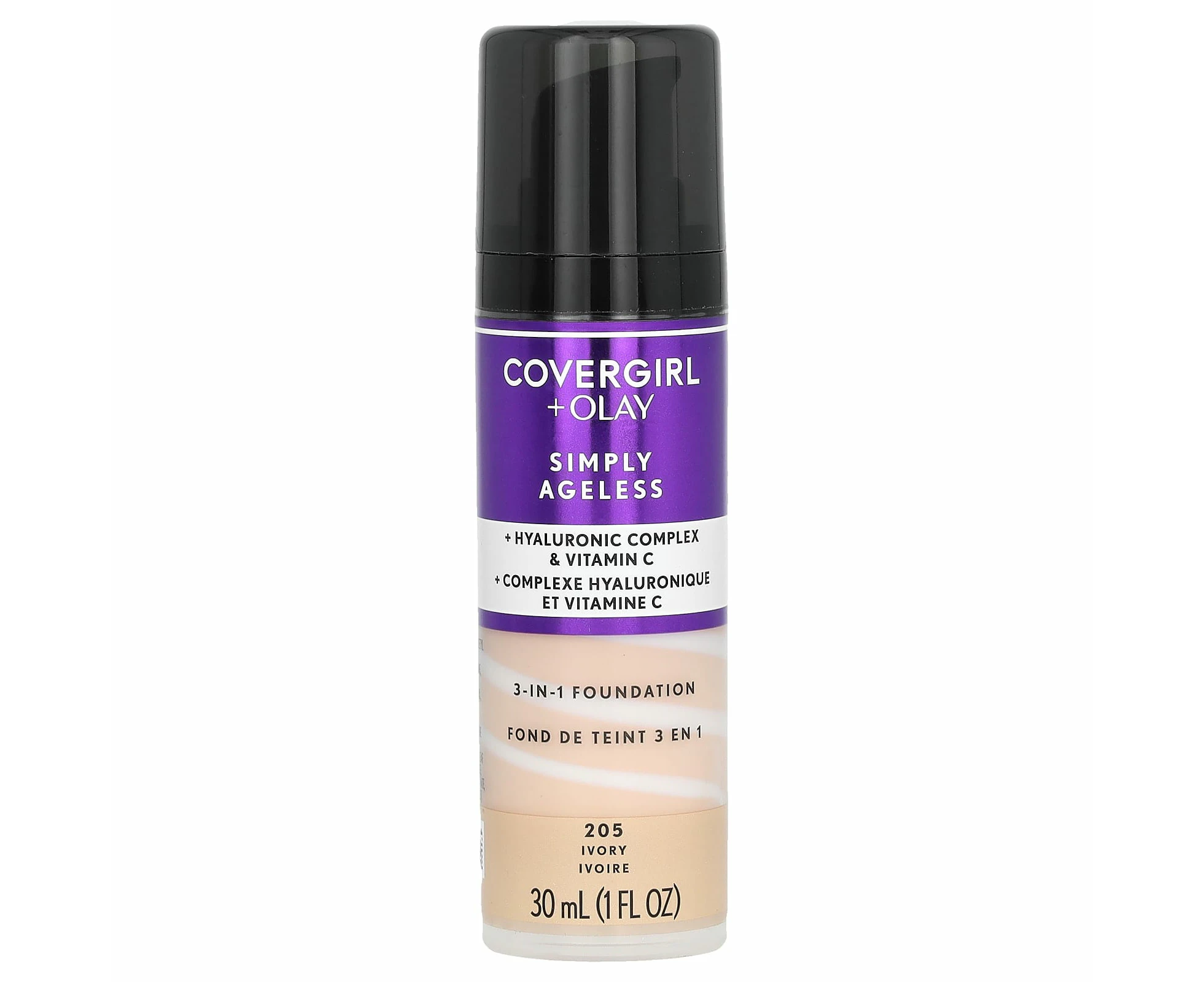 Covergirl, Olay Simply Ageless, 3-in-1 Foundation, 205 Ivory, 1 fl oz (30 ml)