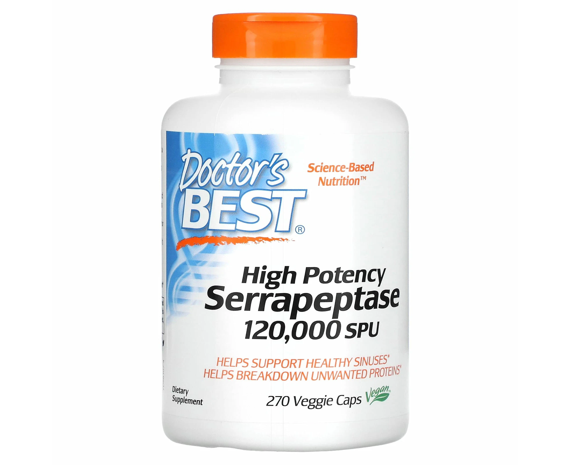 Doctor's Best, High Potency Serrapeptase, 120,000 SPU, 270 Veggie Caps