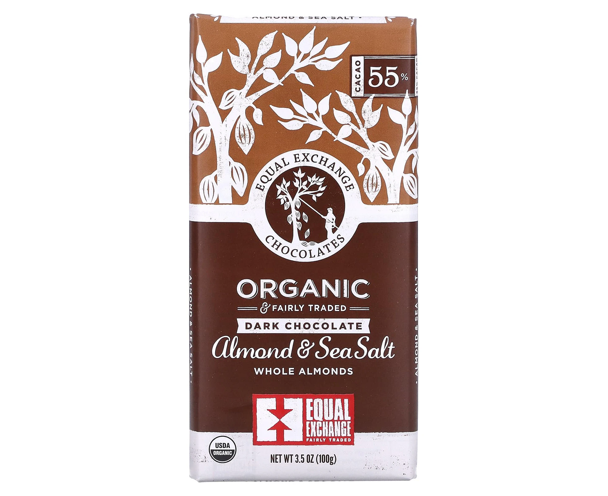 Equal Exchange, Organic Dark Chocolate, Almond & Sea Salt, 3.5 oz (100 g)