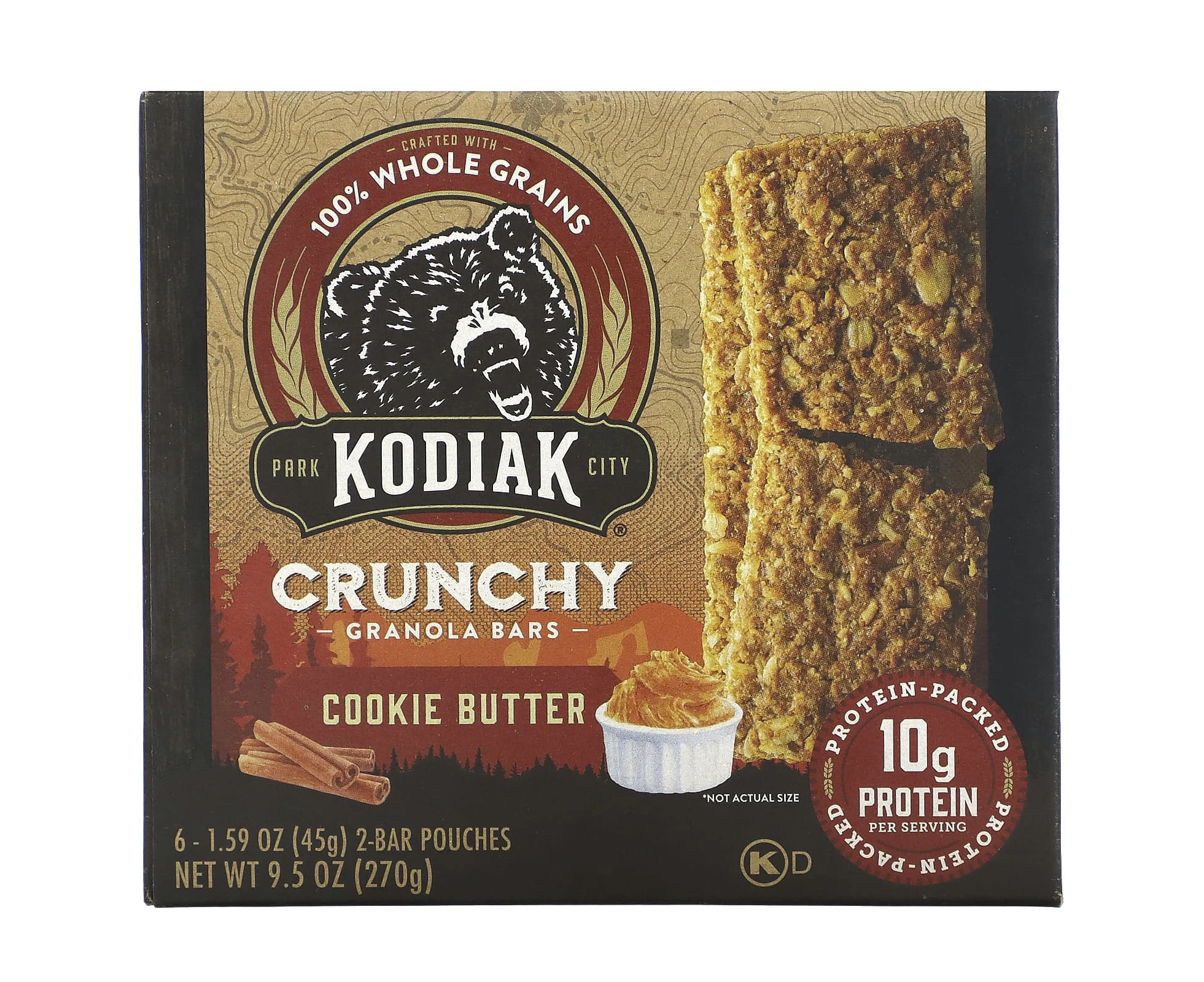 Kodiak Cakes, Crunchy Granola Bars, Cookie Butter, 6 Packs, 1.59 oz (45 g) Each