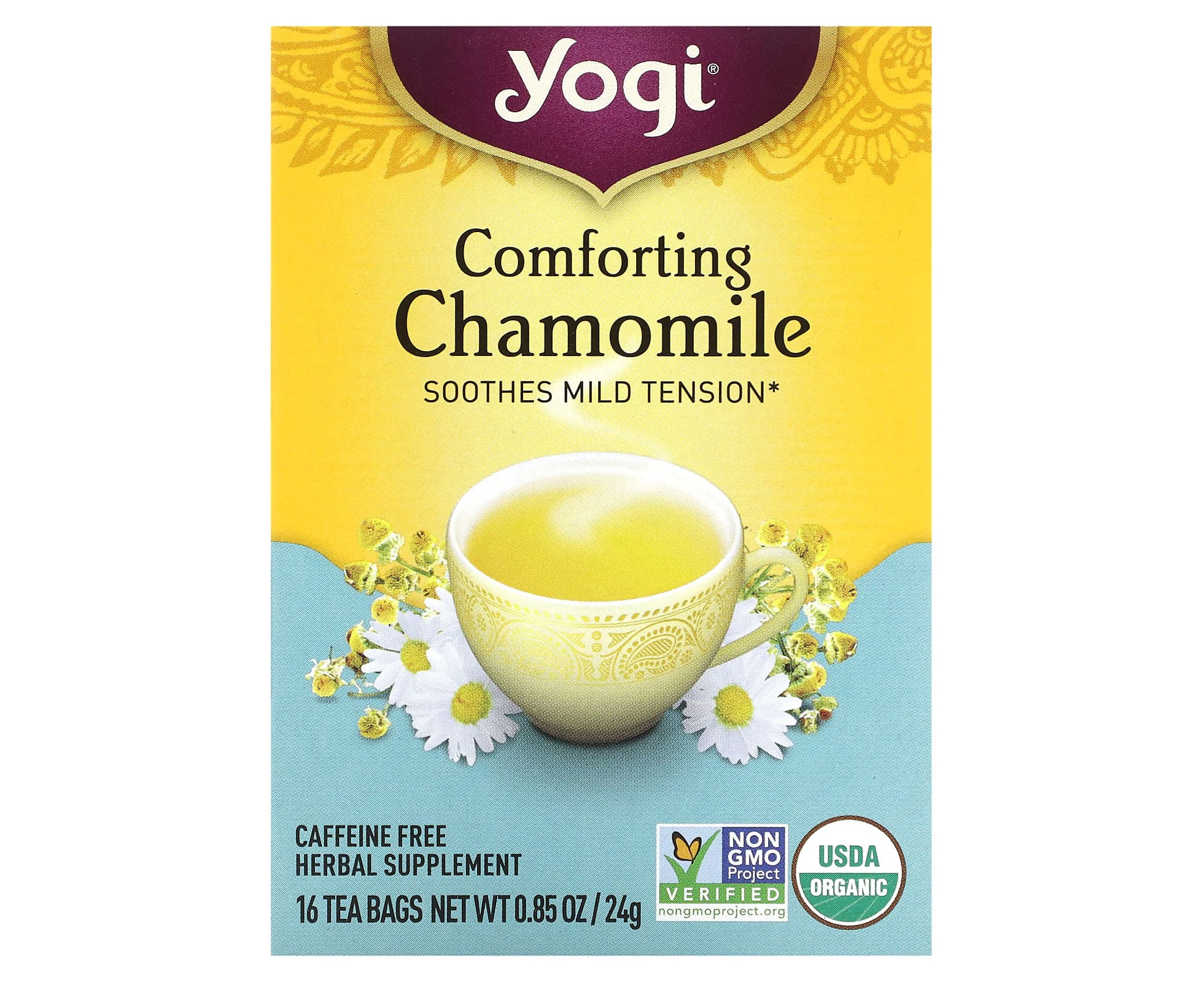 Yogi Tea, Comforting Chamomile, Caffeine Free, 16 Tea Bags, .85 oz (24 g)