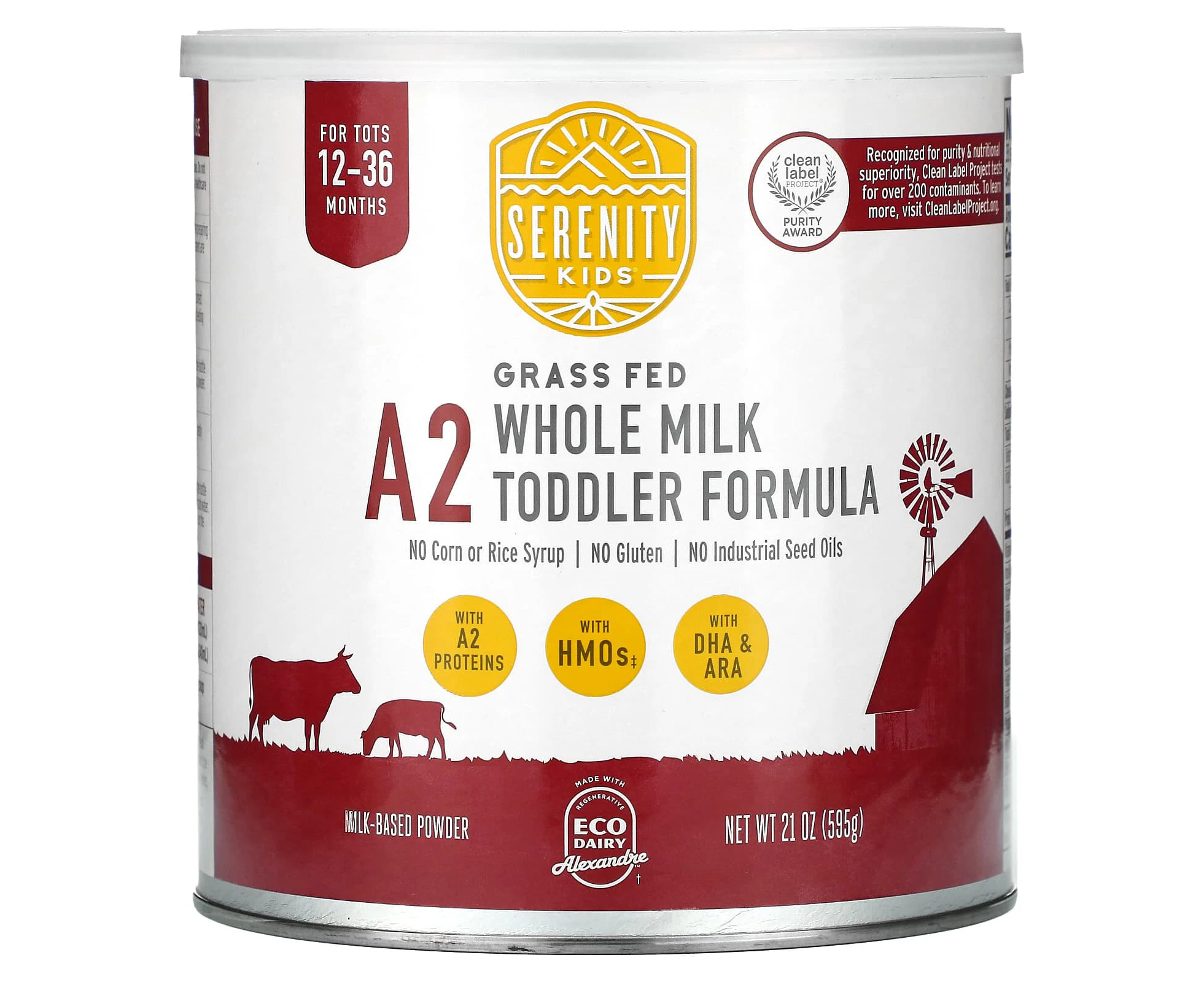 Serenity Kids, A2 Grass Fed Whole Milk Toddler Formula, For Tots 12-36 Months, 21 oz (595 g)