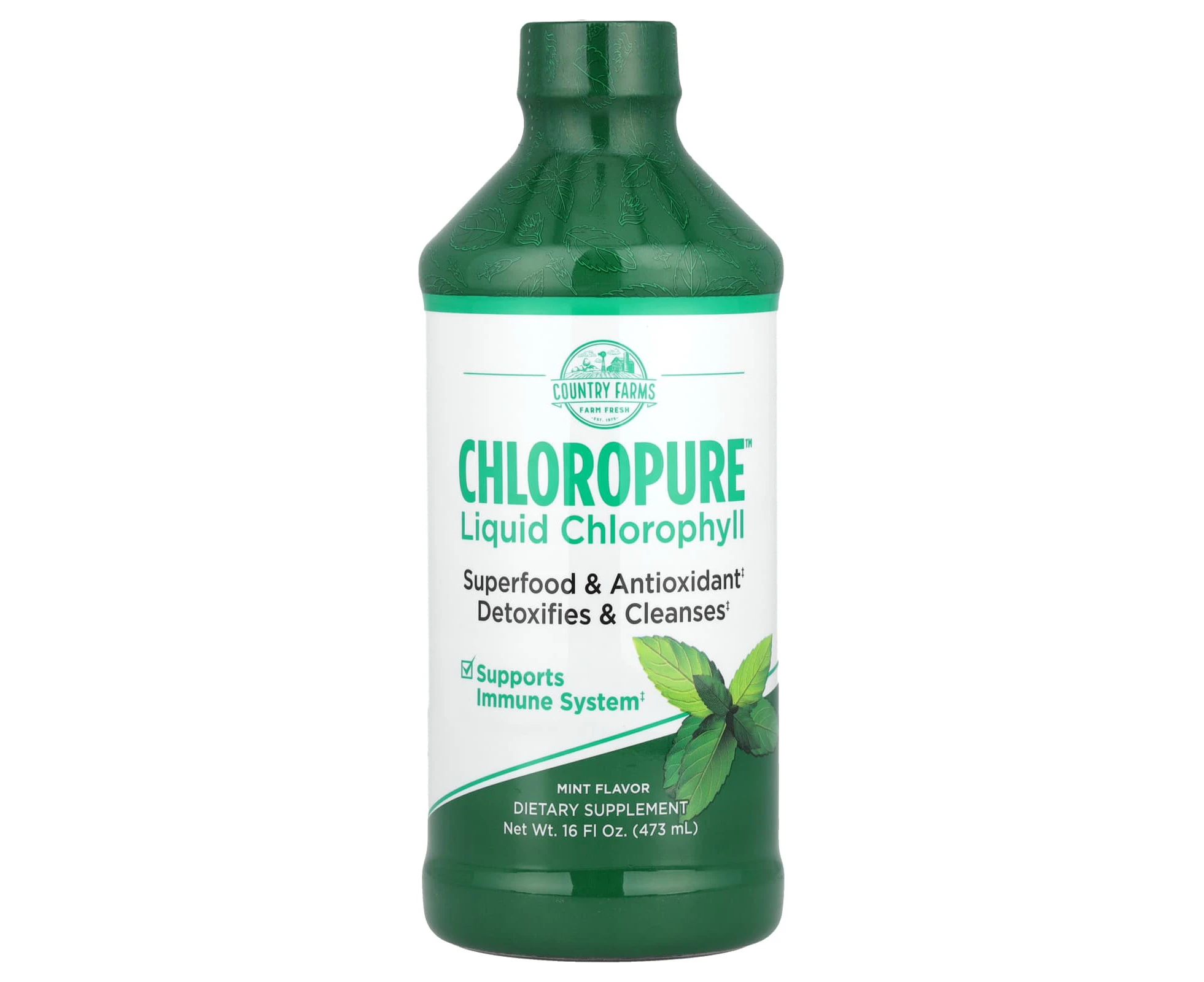 Country Farms, ChloroPure‚Ñ¢ Liquid Chlorophyll, Mint, 16 fl oz (473 ml)