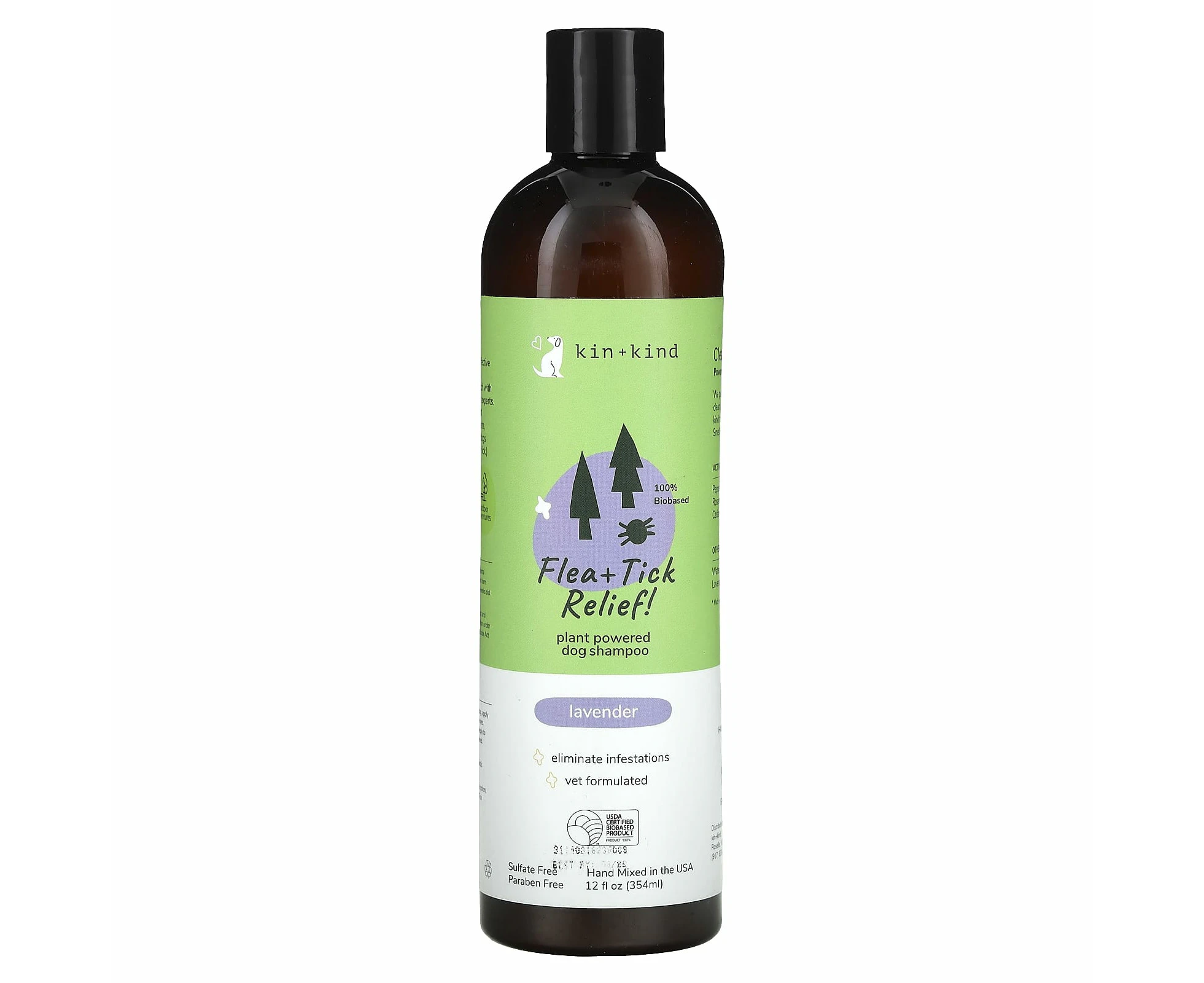 Kin+Kind, Flea + Tick Relief Dog Shampoo, Lavender, 12 fl oz (354 ml)