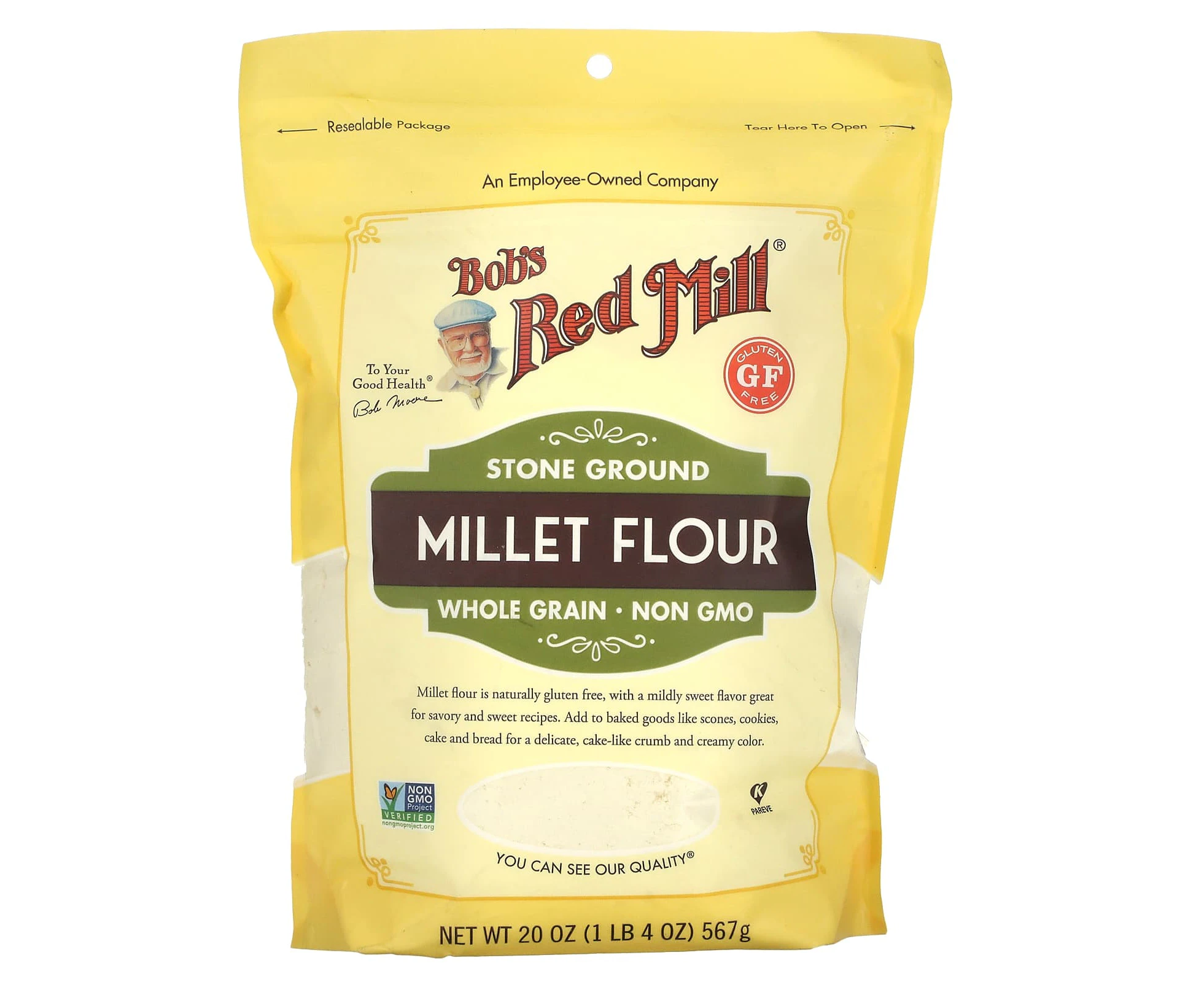 Bob's Red Mill, Stone Ground Millet Flour, Whole Grain, 20 oz (567 g)