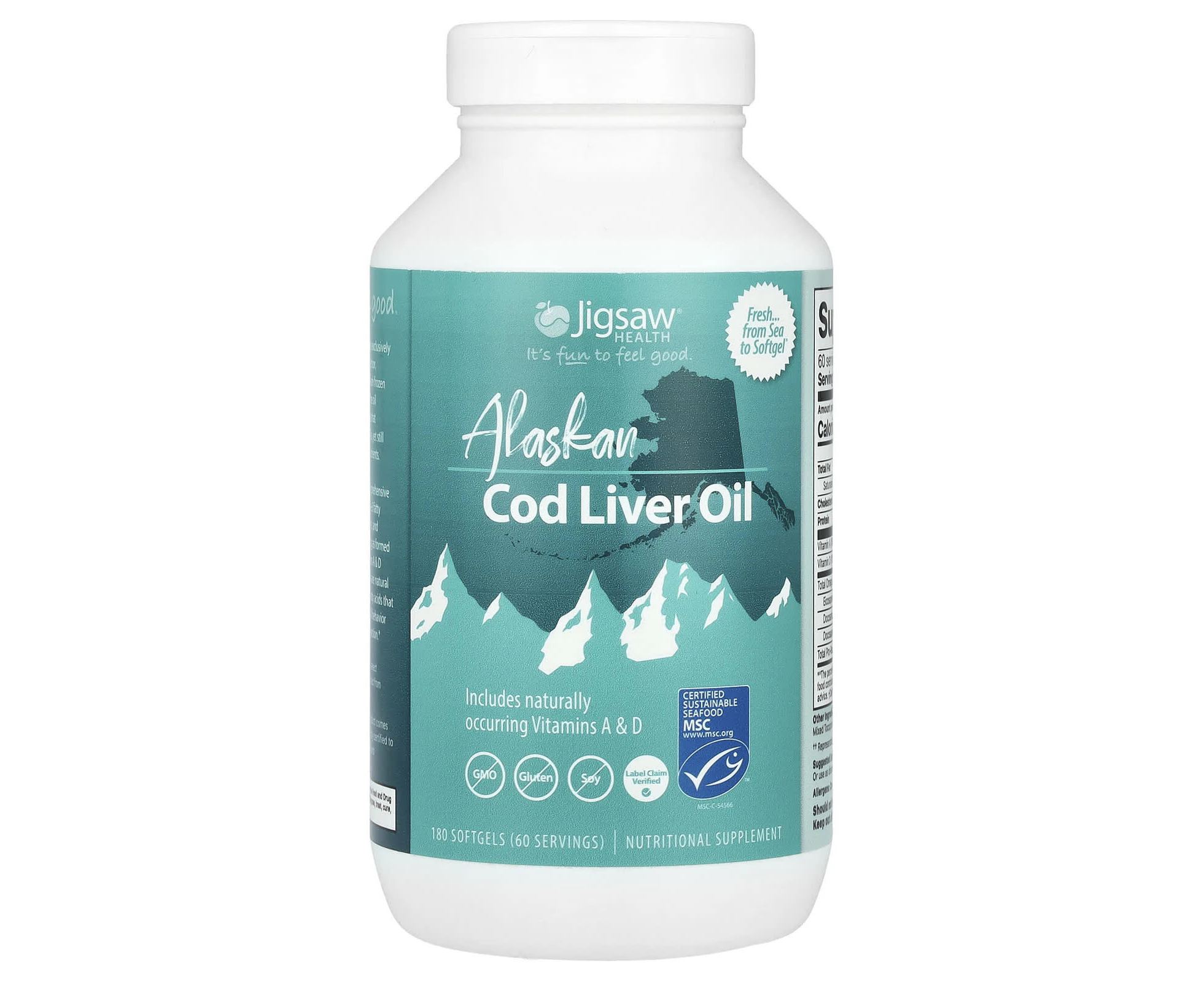 Jigsaw Health, Alaskan Cod Liver Oil, 180 Softgels