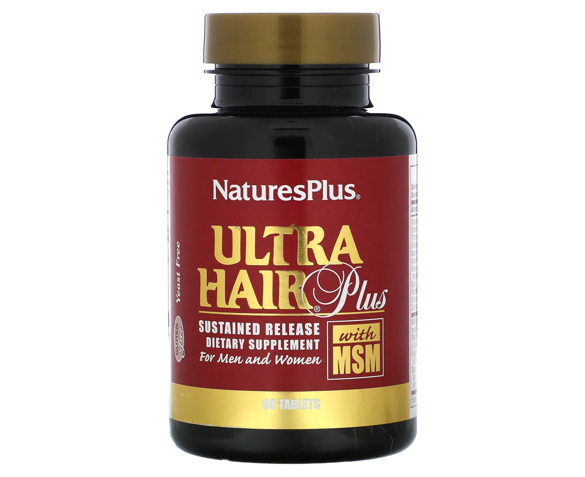 NaturesPlus, Ultra Hair Plus with MSM, For Men and Women, 60 Tablets