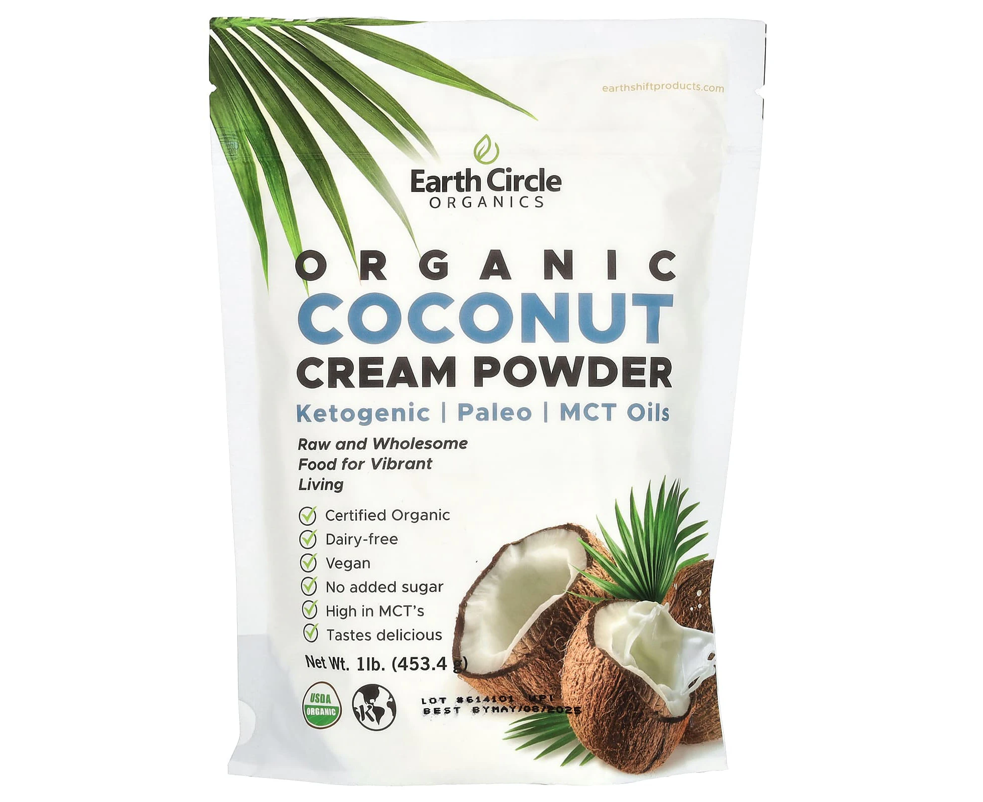 Earth Circle Organics, Organic Coconut Cream Powder, 1 lb (453.4 g)