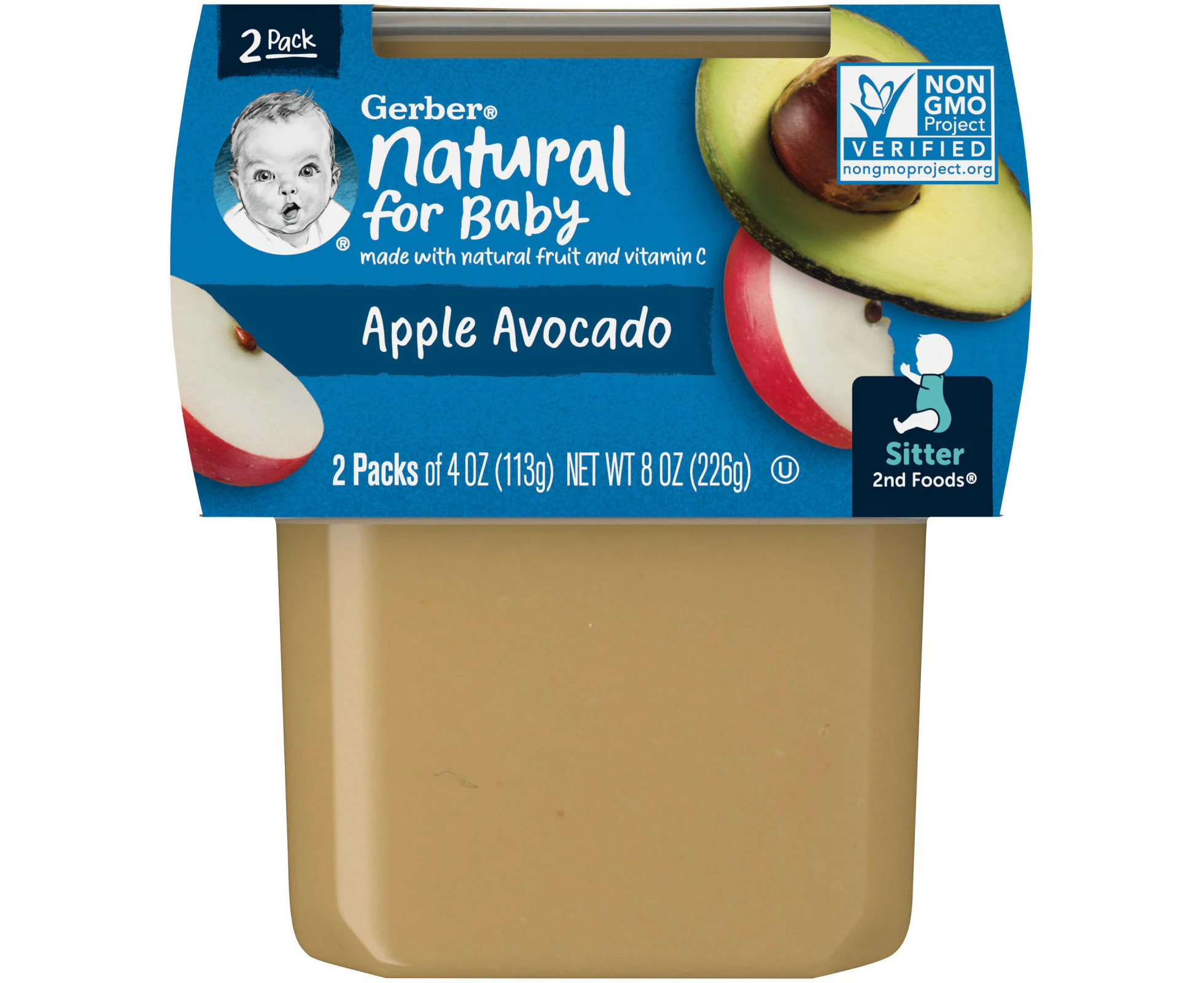 Gerber, Natural for Baby, 2nd Foods, Apple Avocado, 2 Pack, 4 oz (113 g) Each