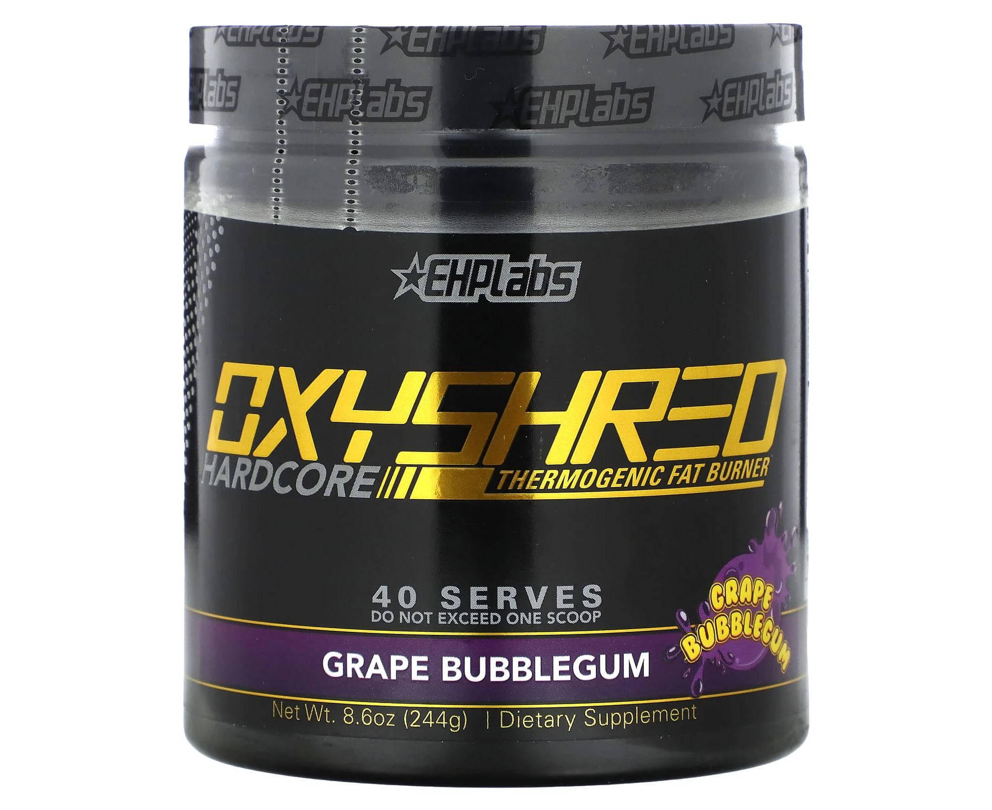 EHPlabs, OxyShred Hardcore, Thermogenic Fat Burner, Grape Bubblegum, 8.6 oz (244 g)