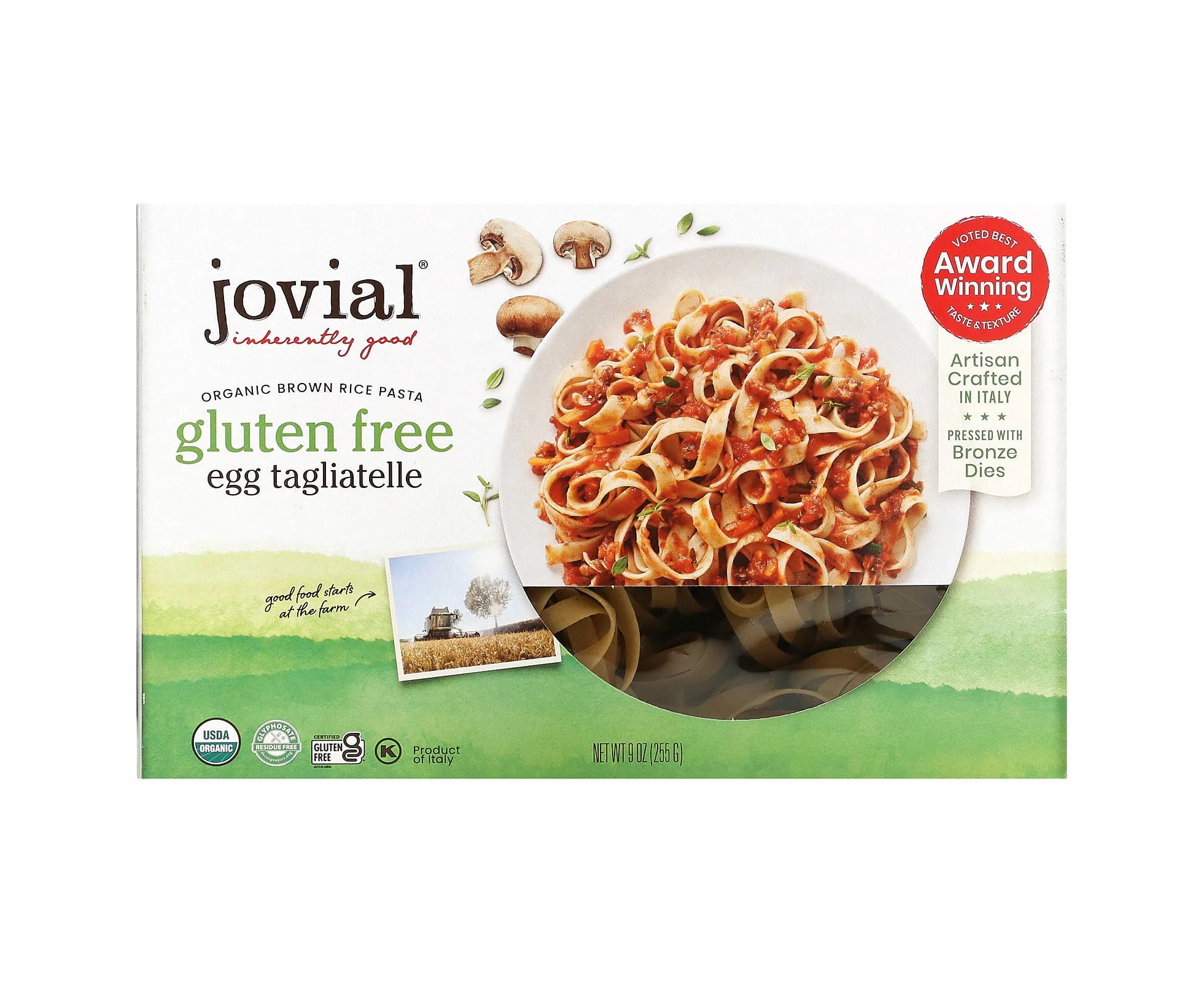 Jovial, Organic Brown Rice Pasta, Egg Tagliatelle, 9 oz (255 g)