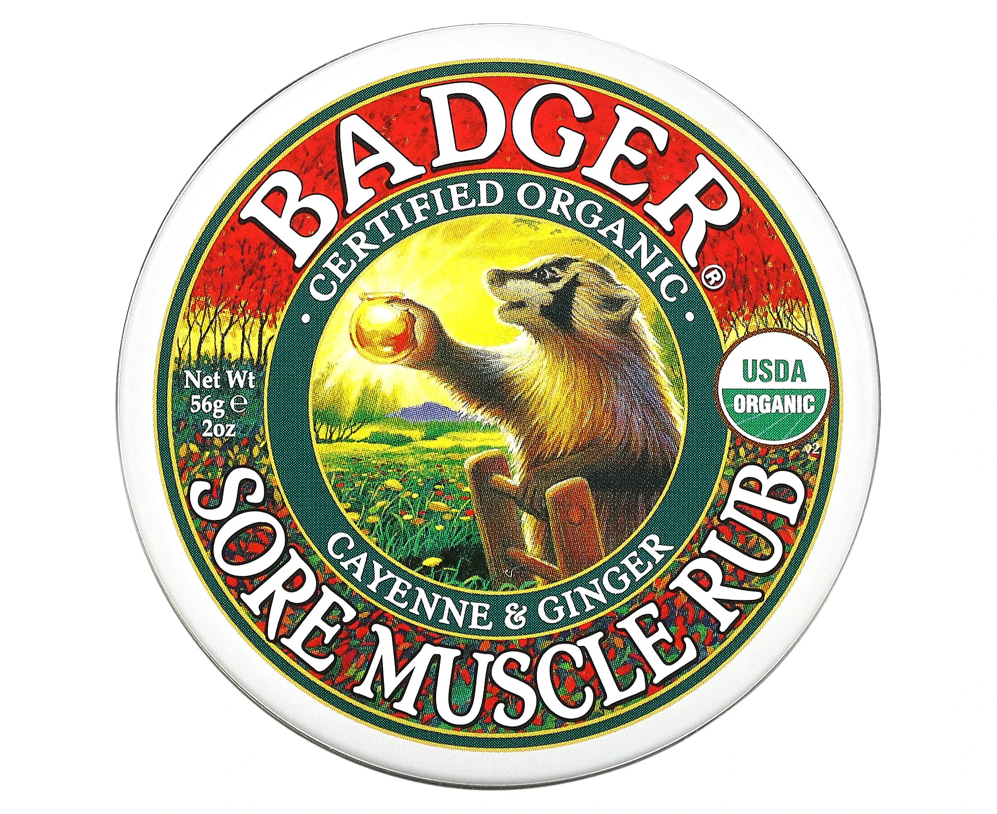 Badger, Organic, Sore Muscle Rub, Cayenne & Ginger, 2 oz (56 g)