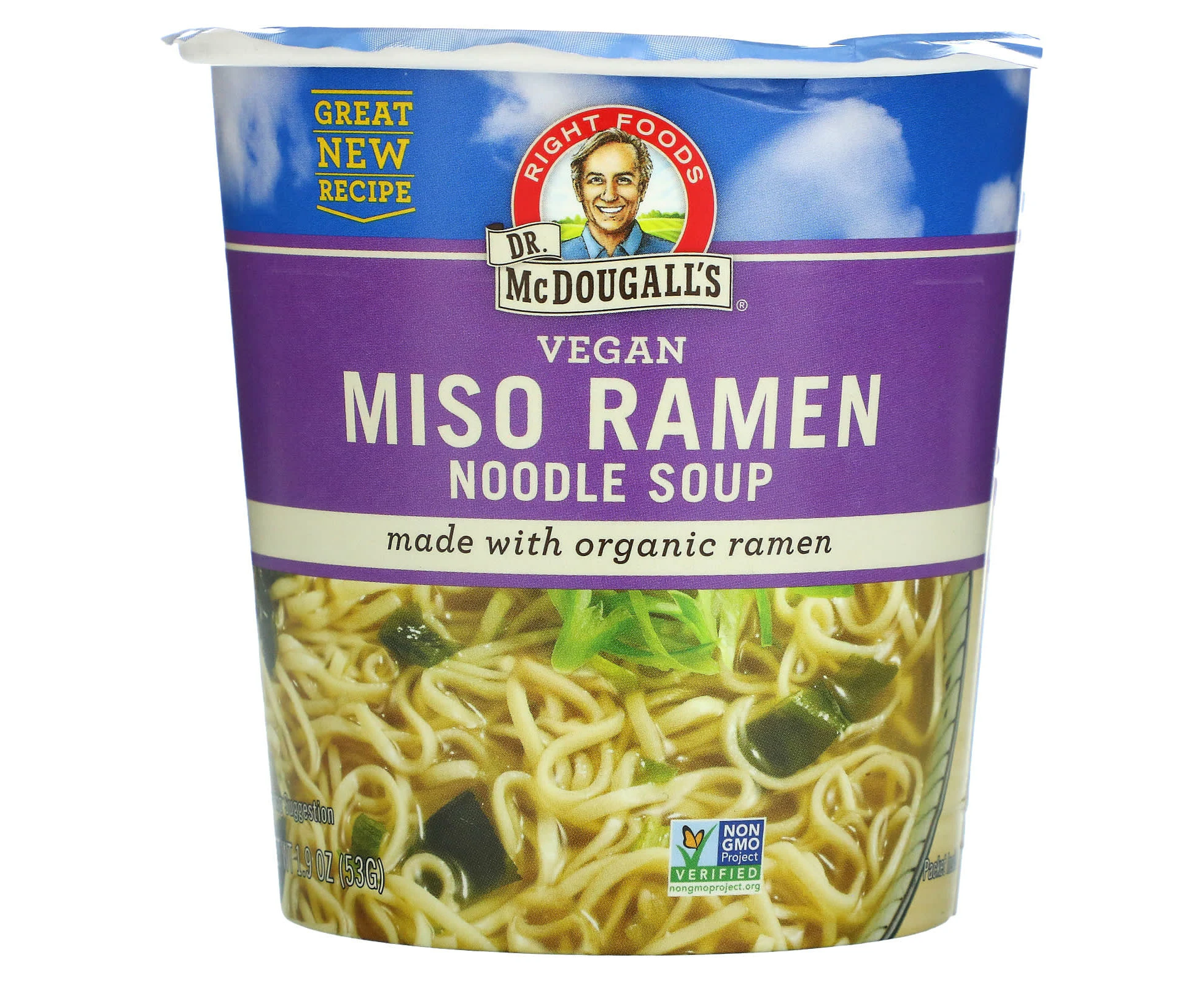 Dr. McDougall's, Vegan Miso Ramen Noodle Soup, 1.9 oz (53 g)