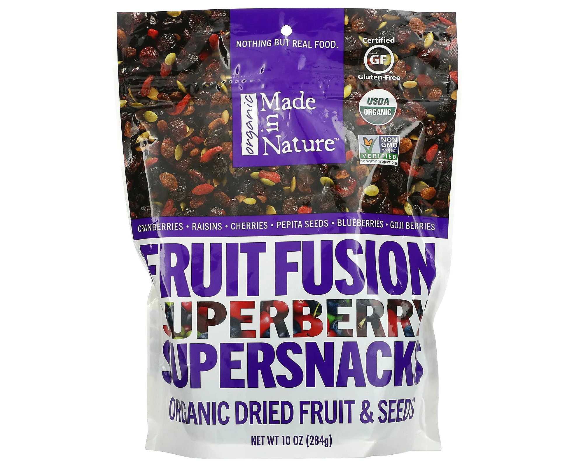 Made in Nature, Organic Dried Fruit & Seeds, Organic Fruit Fusion Superberry Supersnacks, 10 oz (284 g)