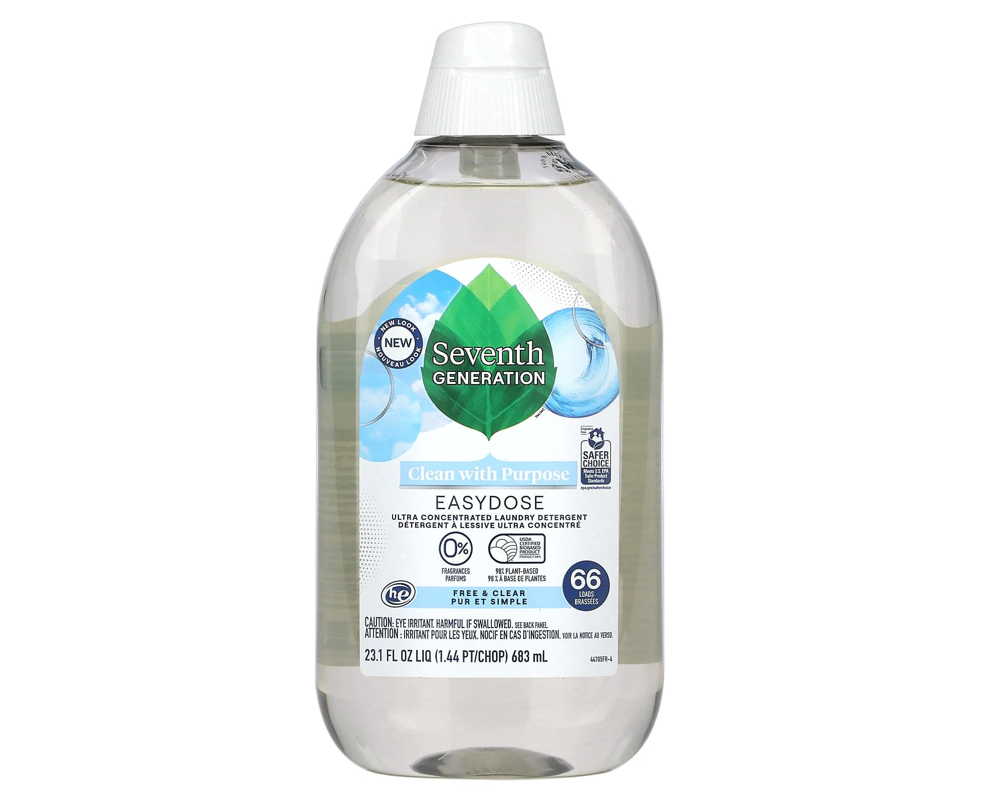 Seventh Generation, Easydose, Ultra Concentrated Laundry Detergent, Free & Clear, 66 Loads, 23.1 fl oz (683 ml)