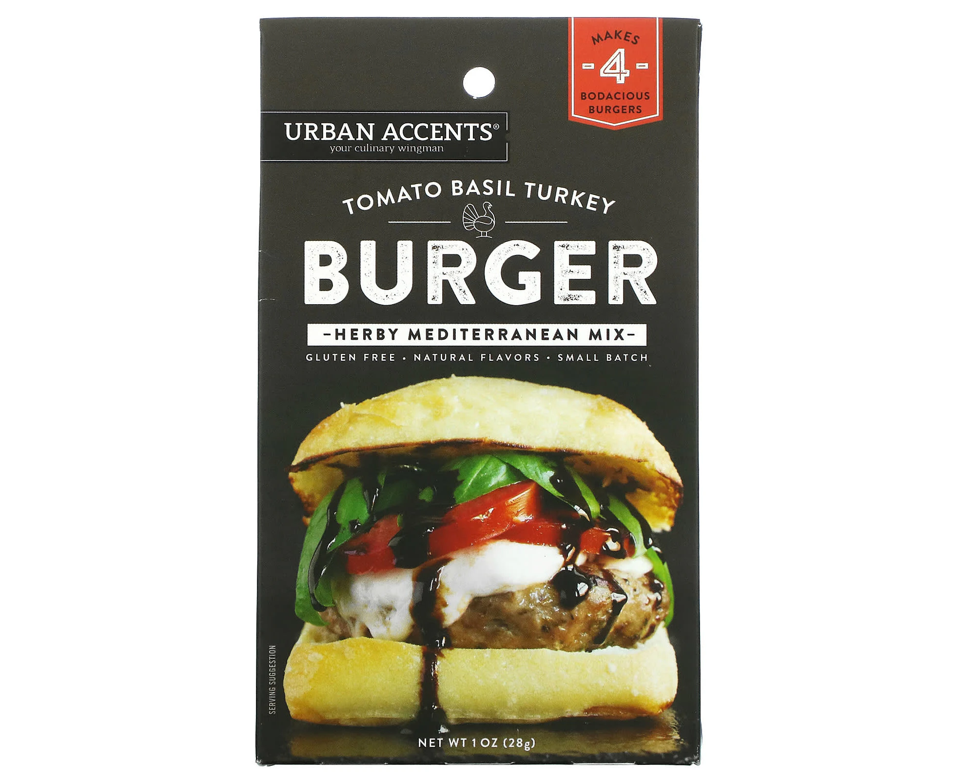 Urban Accents, Tomato Basil Turkey Burger, Herby Mediterranean Mix, 1 oz (28 g)