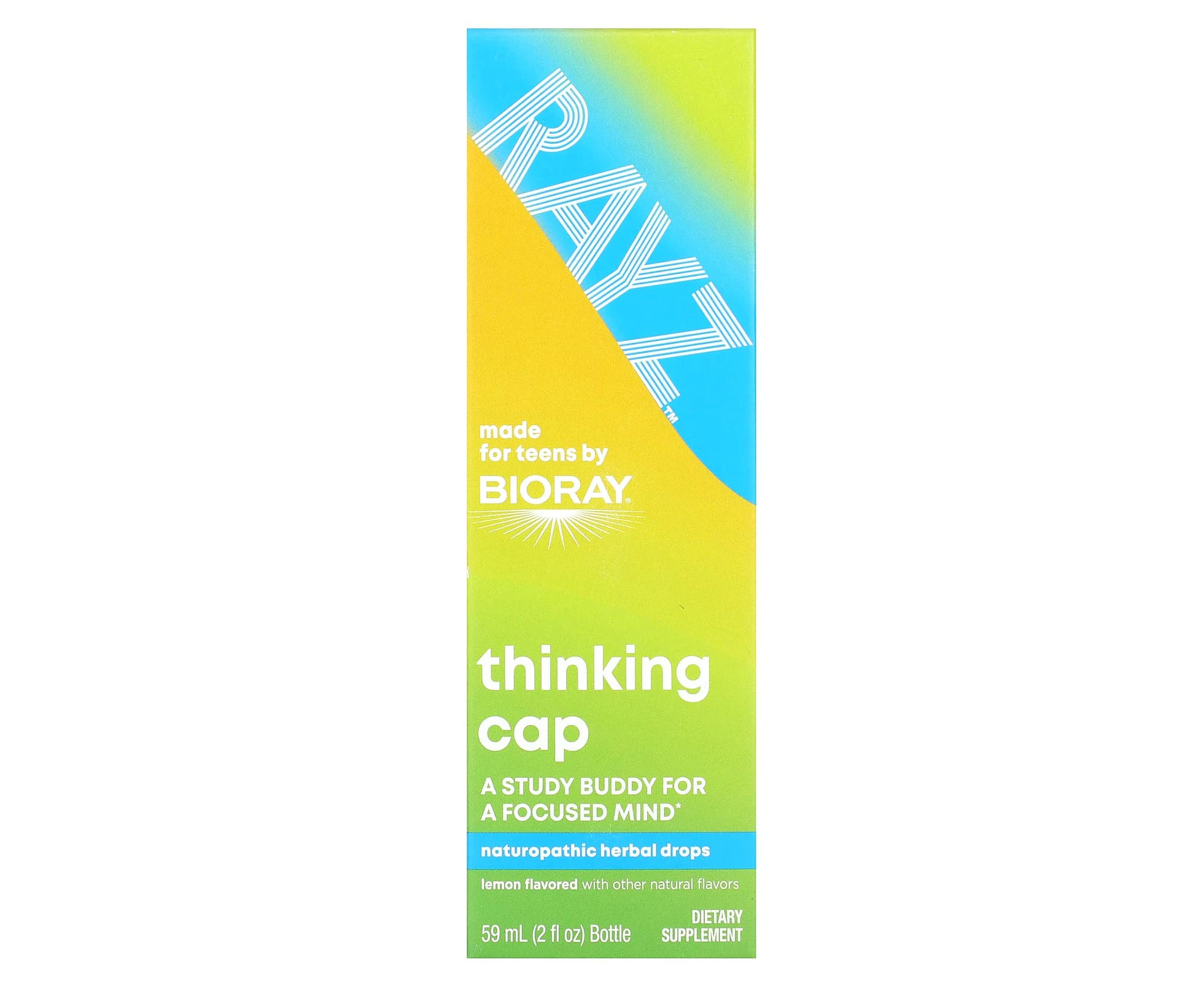 Bioray, Rayz, Thinking Cap, Naturopathic Herbal Drops, Lemon, 2 fl oz (59 ml)