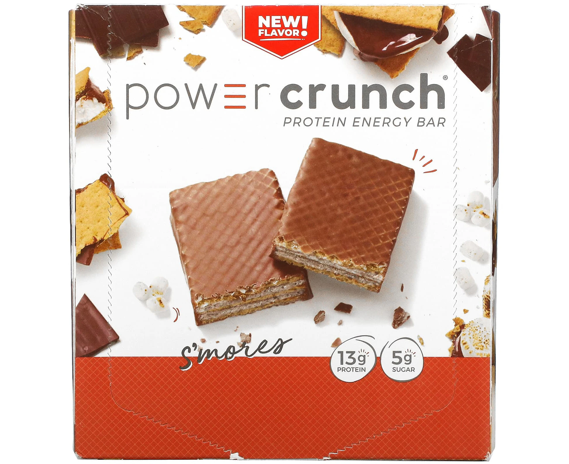 BNRG, Power Crunch Protein Energy Bar, S'mores, 12 Bars, 1.4 oz (40 g) Each