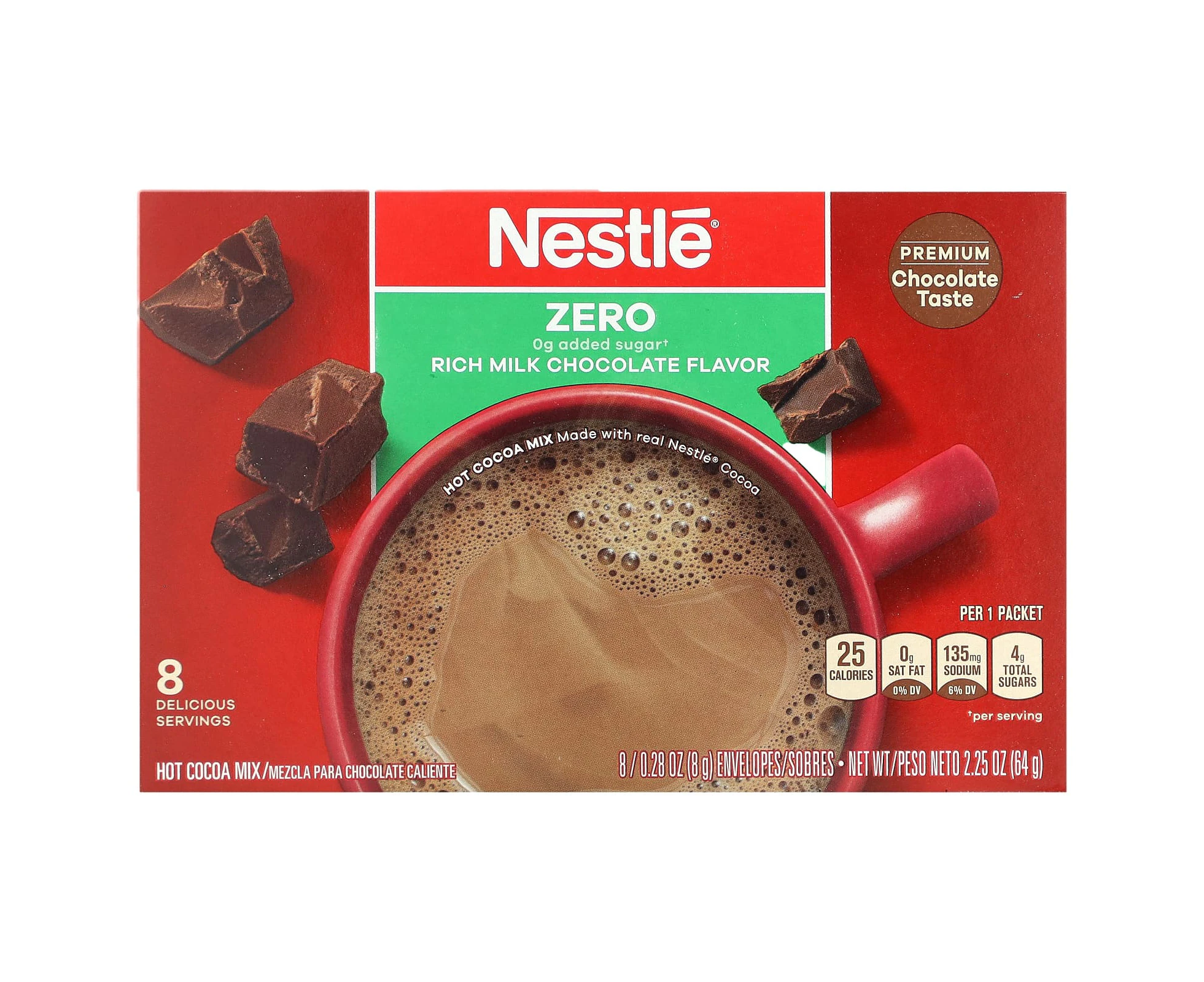 Nestle Hot Cocoa Mix, Hot Chocolate Mix, Rich Milk Chocolate, 8 Envelopes, 0.28 oz (8 g) Each