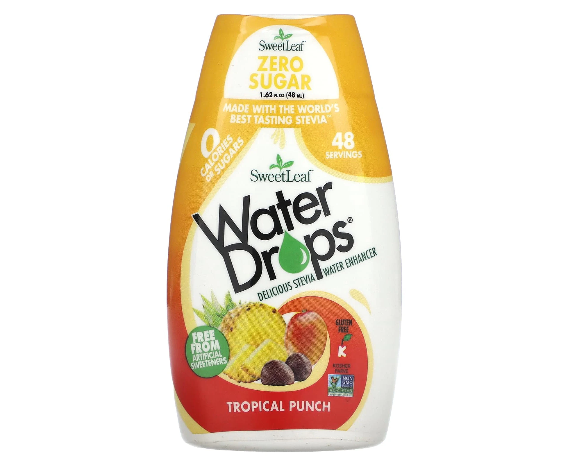 Wisdom Natural, SweetLeaf, Water Drops, Delicious Stevia Water Enhancer, Tropical Punch, 1.62 fl oz (48 ml)