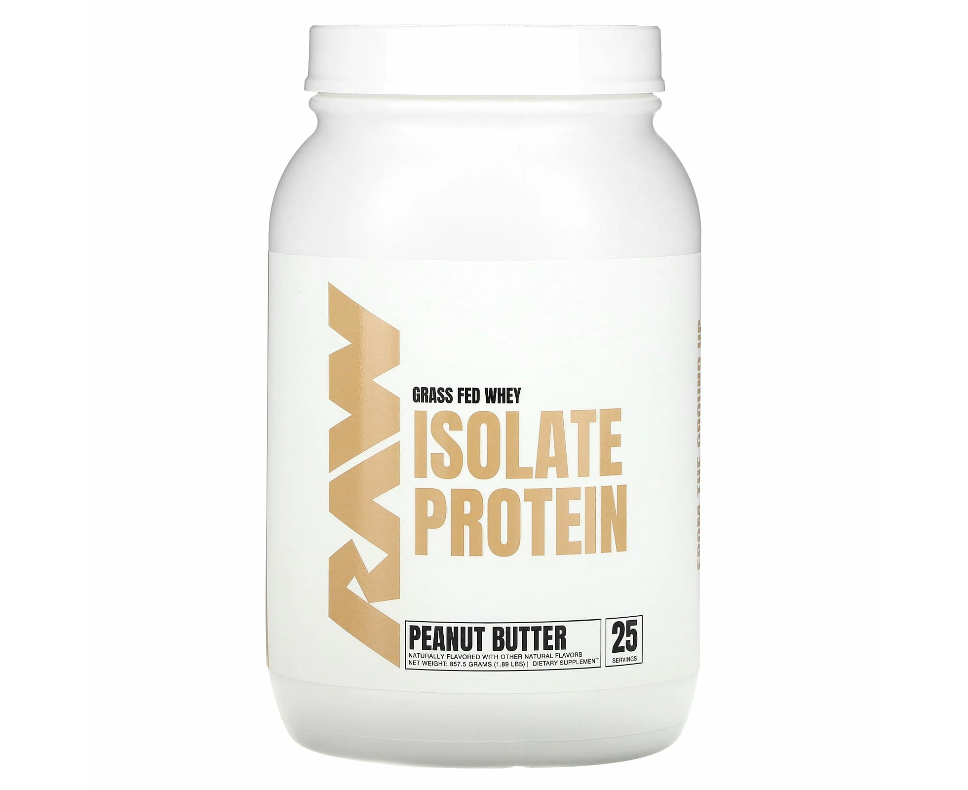 Raw Nutrition, Grass Fed Whey Isolate Protein, Peanut Butter, 1.89 lb (857.5 g)