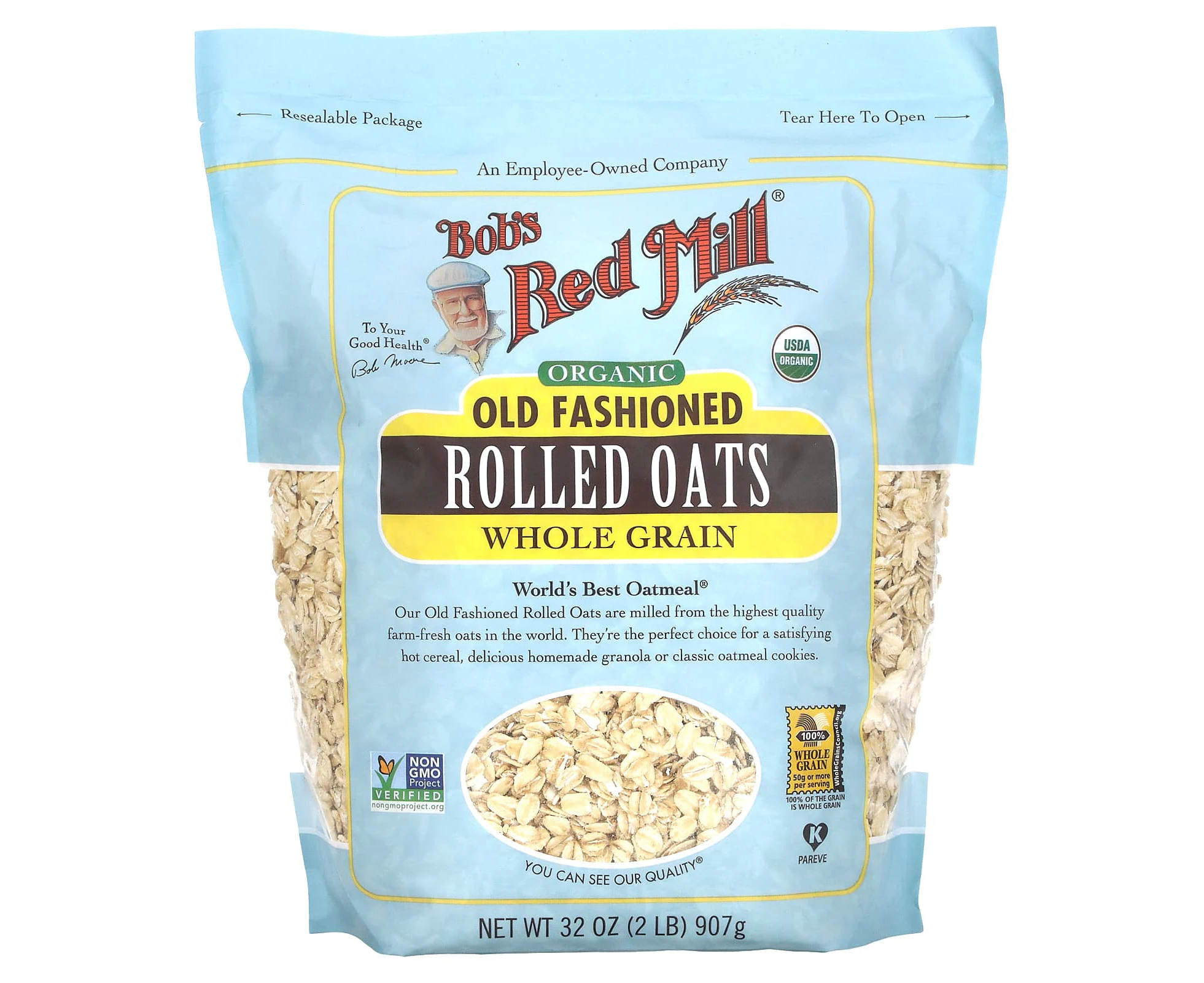 Bob's Red Mill, Organic Old Fashioned Rolled Oats, Whole Grain, 32 oz (907 g)