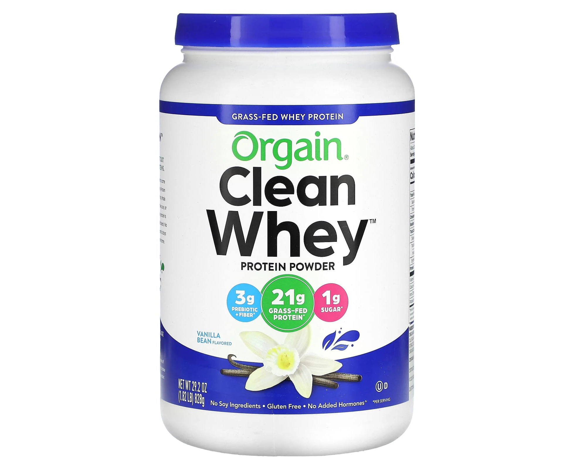 Orgain, Grass-Fed Whey Protein, Clean Whey Protein Powder, Vanilla Bean, 1.82 lbs (828 g)