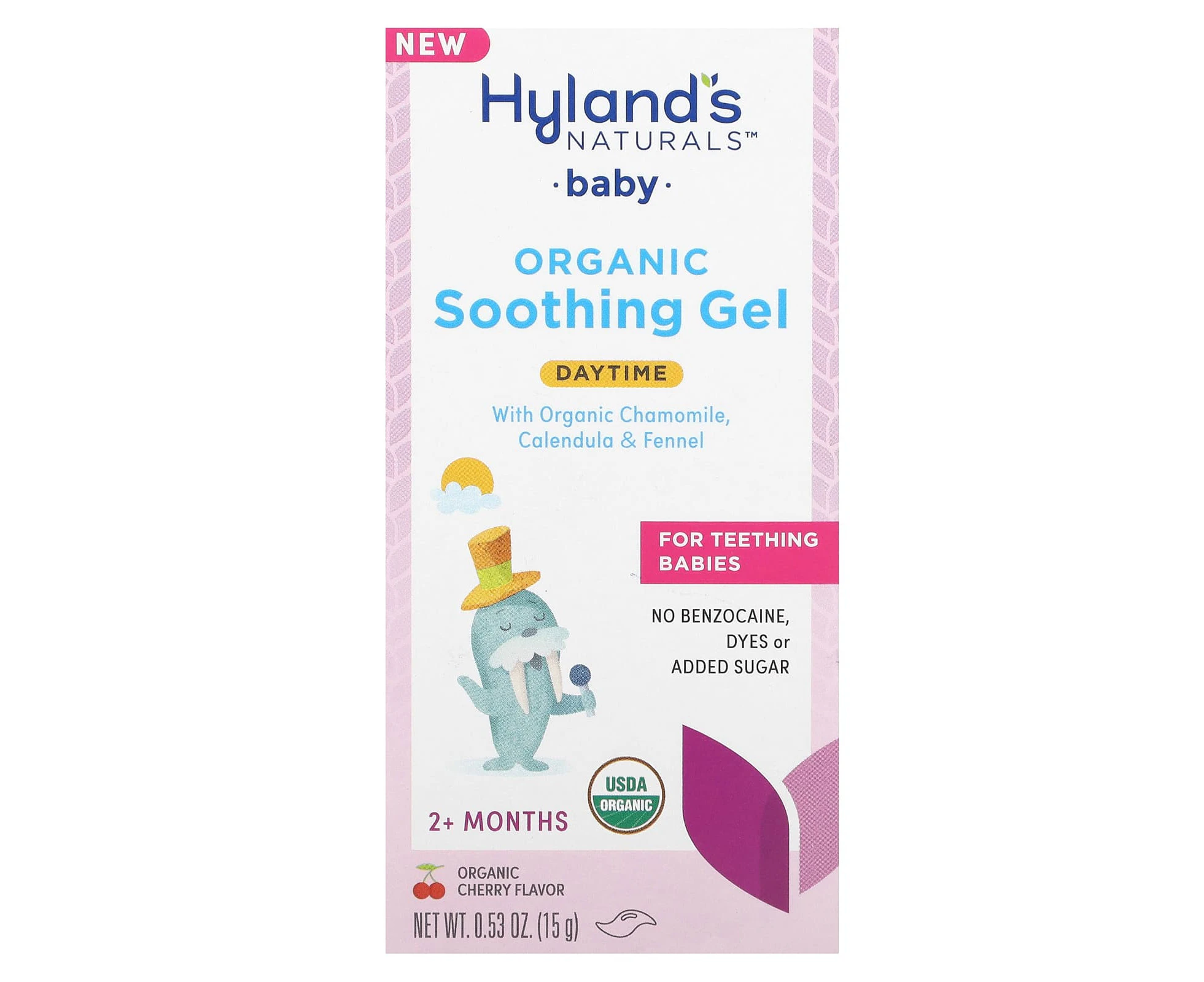 Hyland's Naturals, Baby Organic Soothing Gel, Daytime, 2+ Months, Organic Cherry, 0.53 oz (15 g)