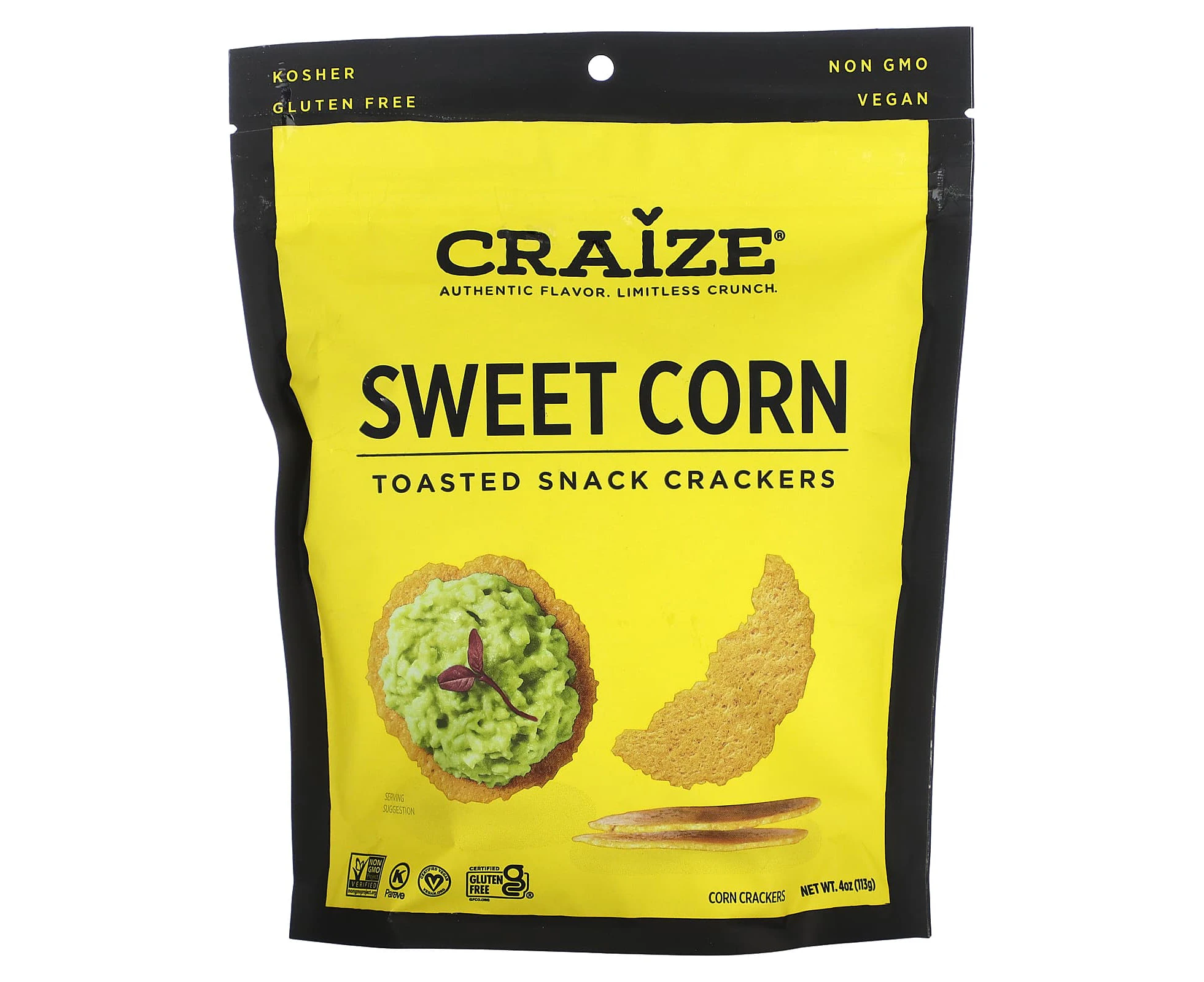 Craize, Toasted Snack Crackers, Sweet Corn, 4 oz (113 g)