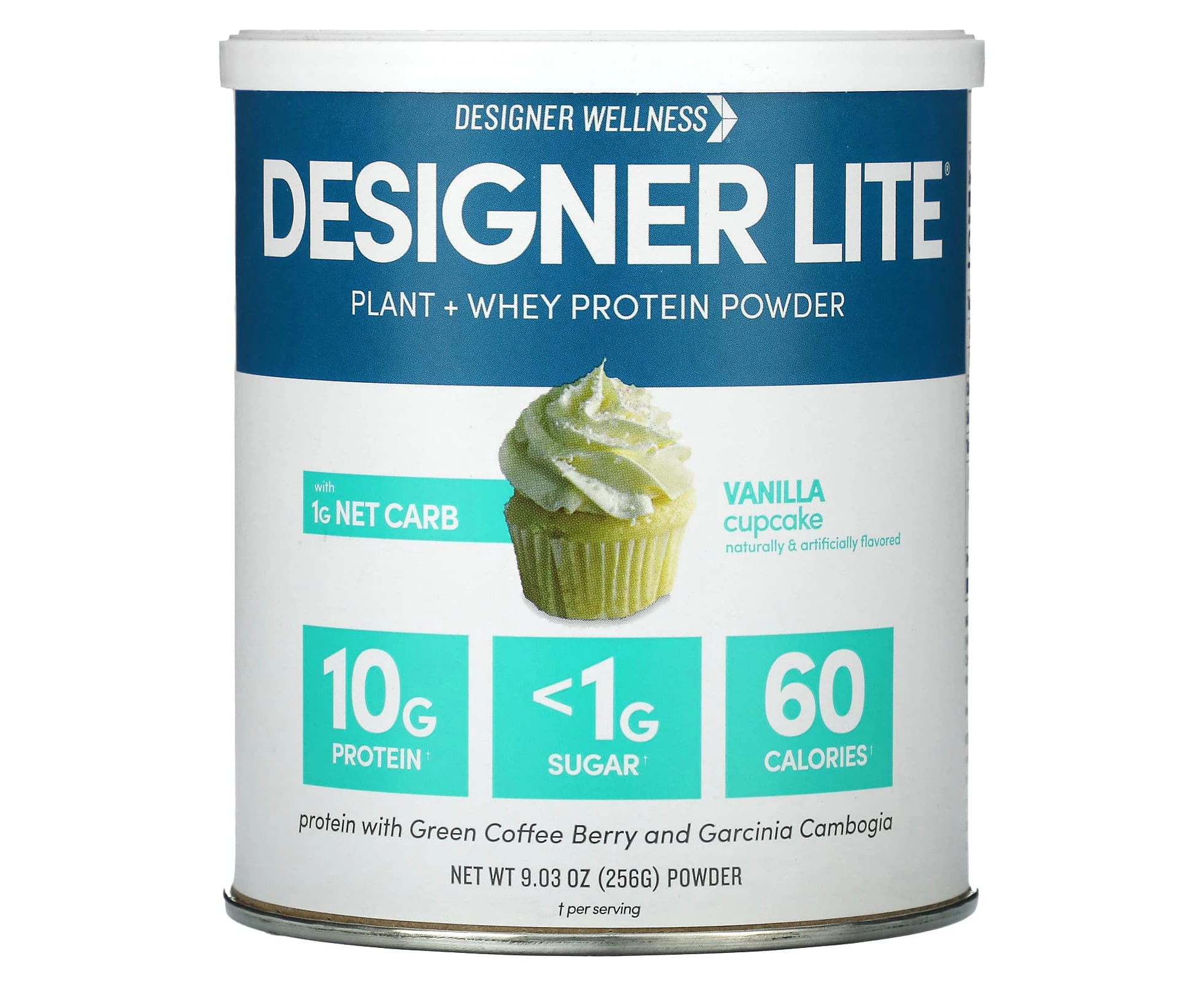 Designer Wellness, Designer Lite, Plant + Whey Protein Powder, Vanilla Cupcake, 9.03 oz (256 g)