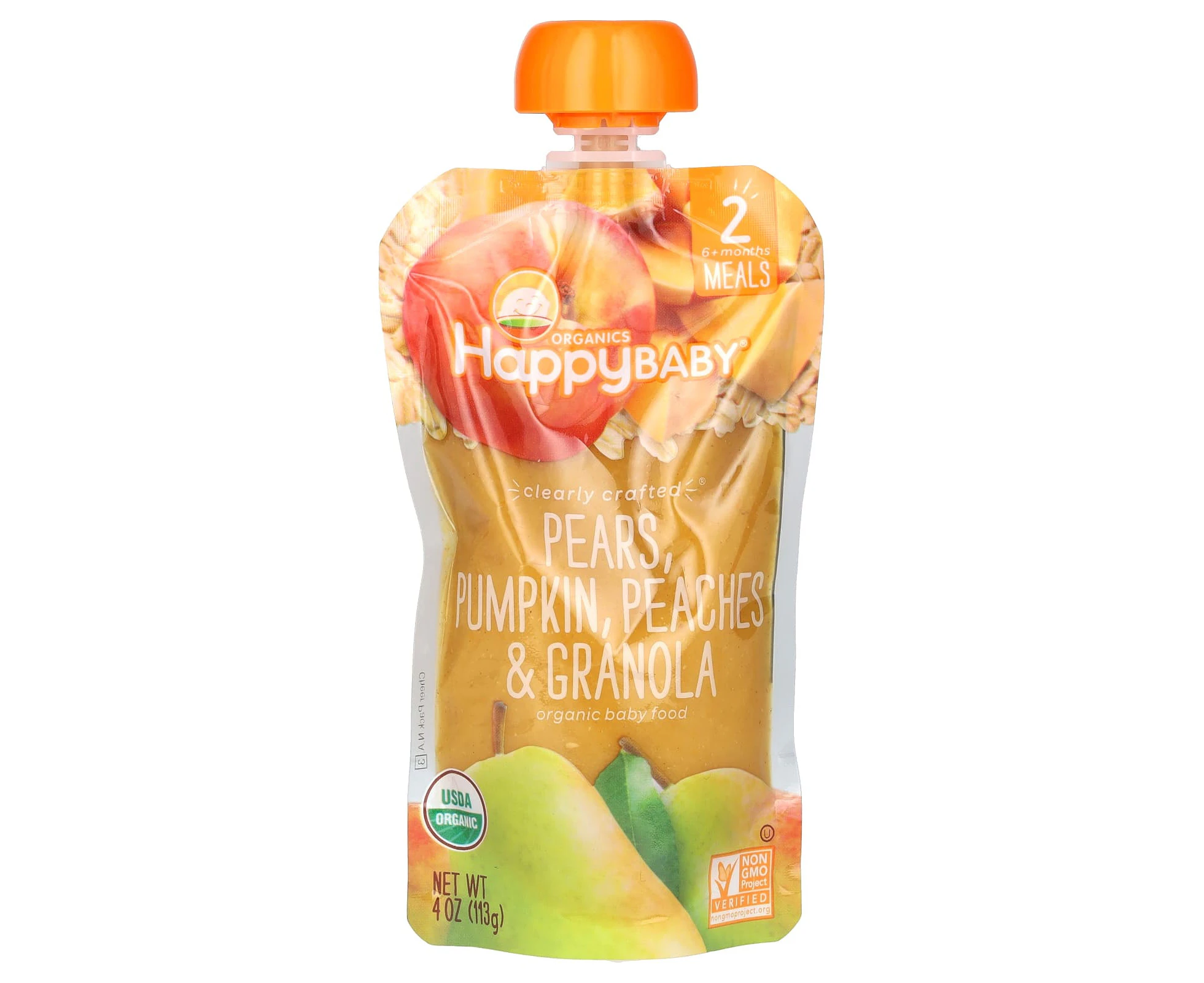 Happy Family Organics, Happy Baby, Organic Baby Food, 6+ Months, Pears, Pumpkin, Peaches & Granola, 4 oz (113 g)