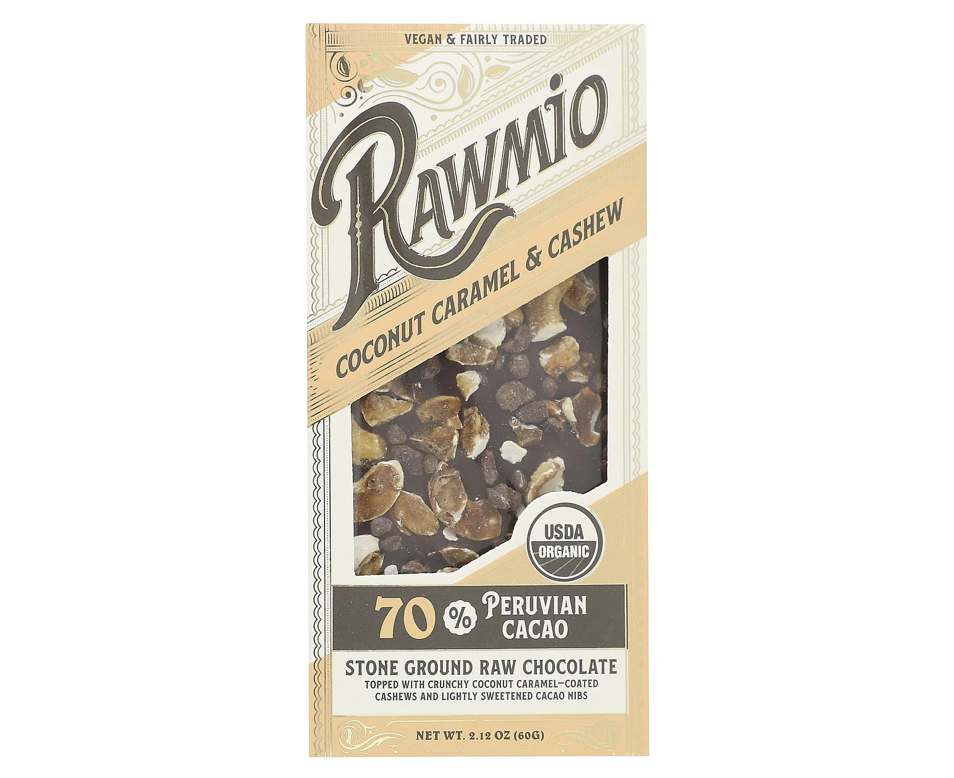 Rawmio, Stone Ground Raw Chocolate, Coconut Caramel & Cashew, 2.12 oz (60 g)