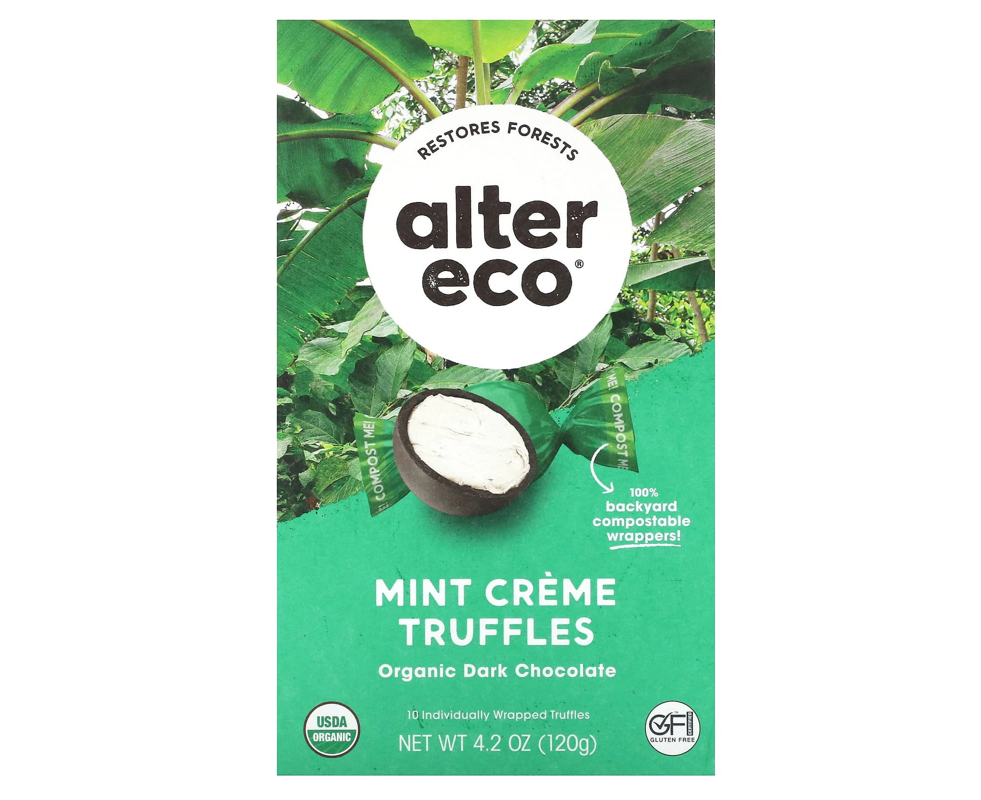 Alter Eco, Organic Mint Creme Truffles, Dark Chocolate, 4.2 oz (120 g)