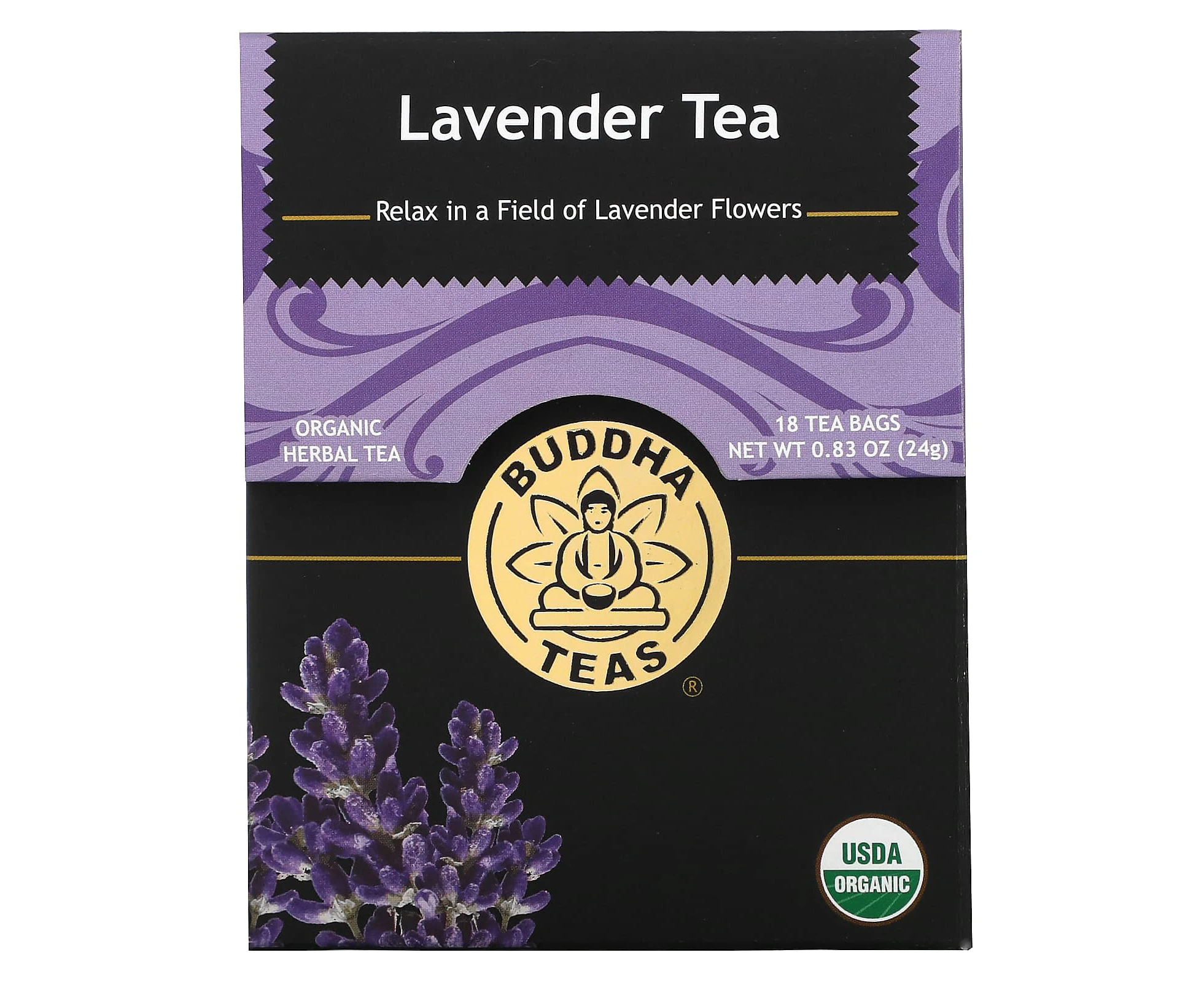 Buddha Teas, Organic Herbal Tea, Lavender, 18 Tea Bags, 0.83 oz (24 g)