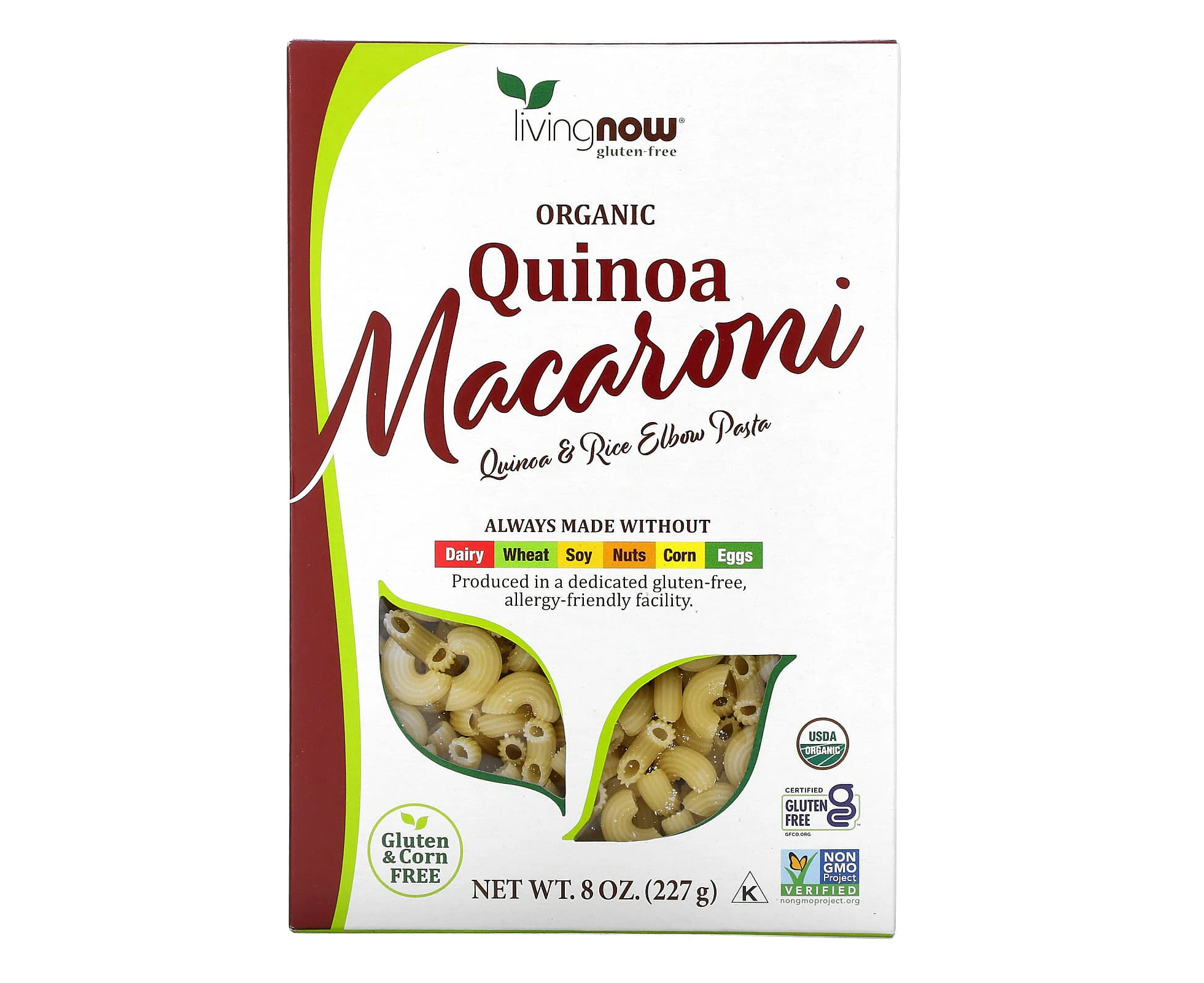 NOW Foods, Organic Quinoa Macaroni, Gluten Free, 8 oz (227 g)