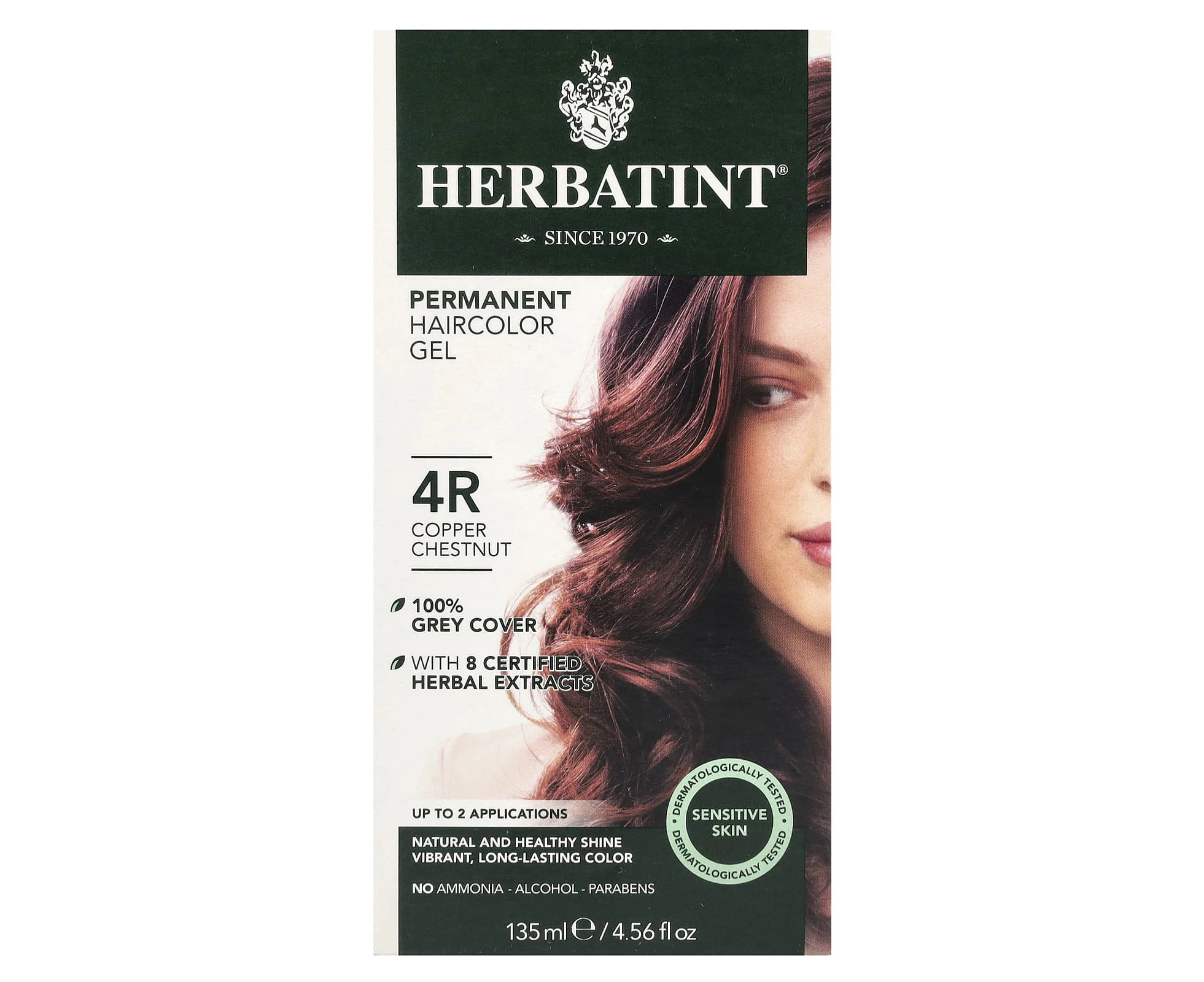 Herbatint, Permanent Haircolor Gel, 4R, Copper Chestnut, 4.56 fl oz (135 ml)