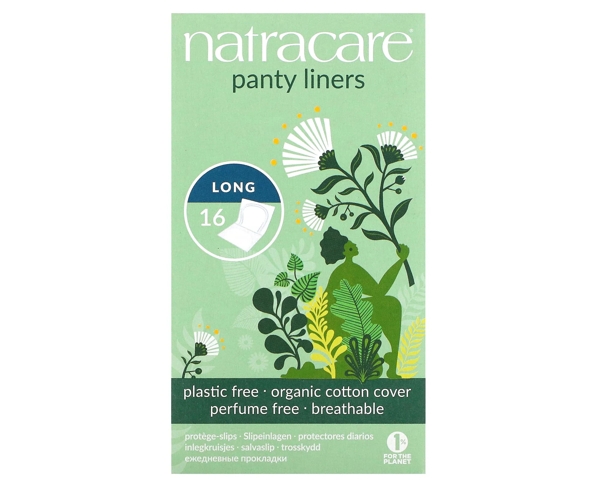 Natracare, Panty Liners, Organic Cotton Cover, Long, 16 Liners