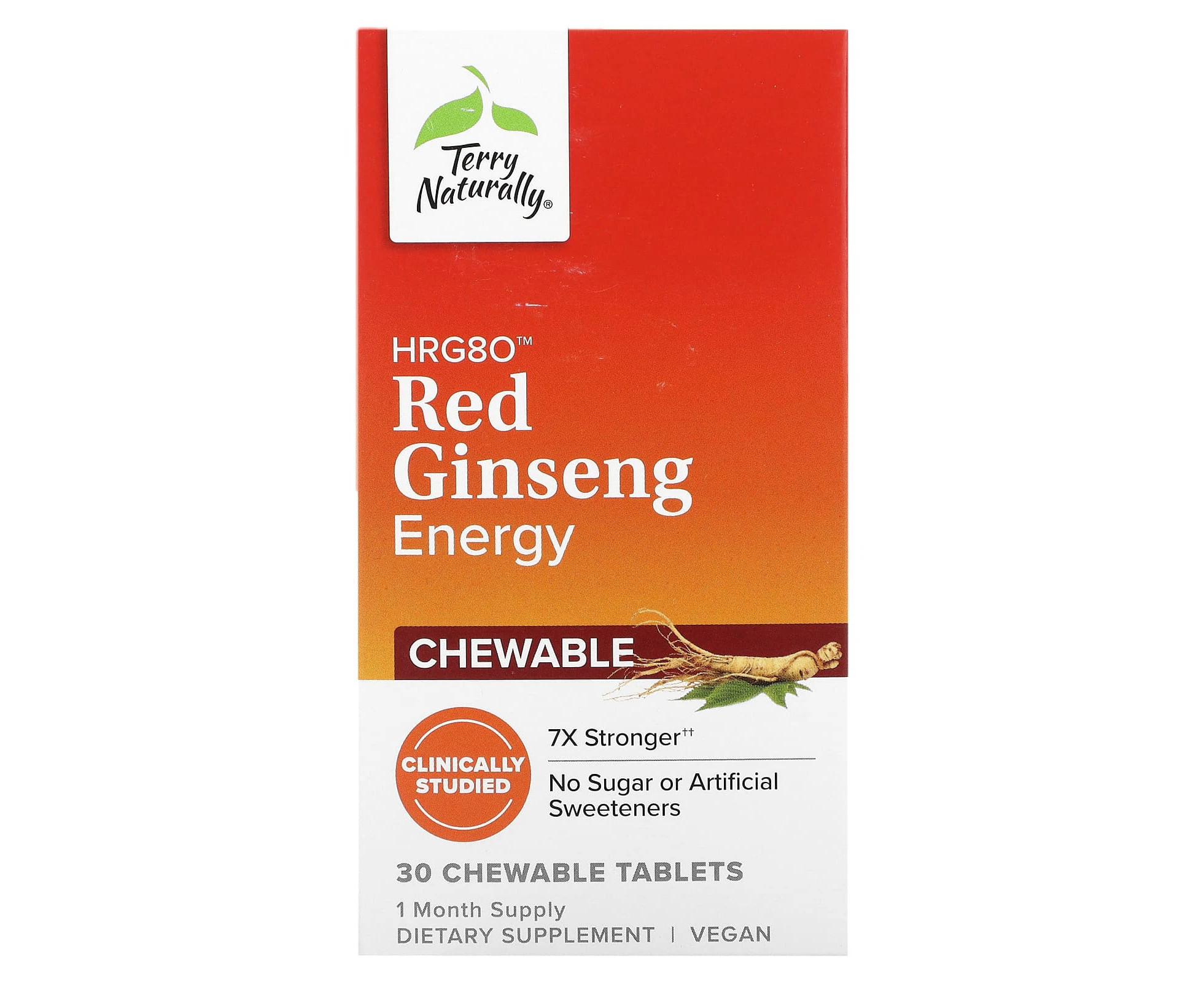 Terry Naturally, HRG80 Red Ginseng Energy,  30 Chewable Tablets